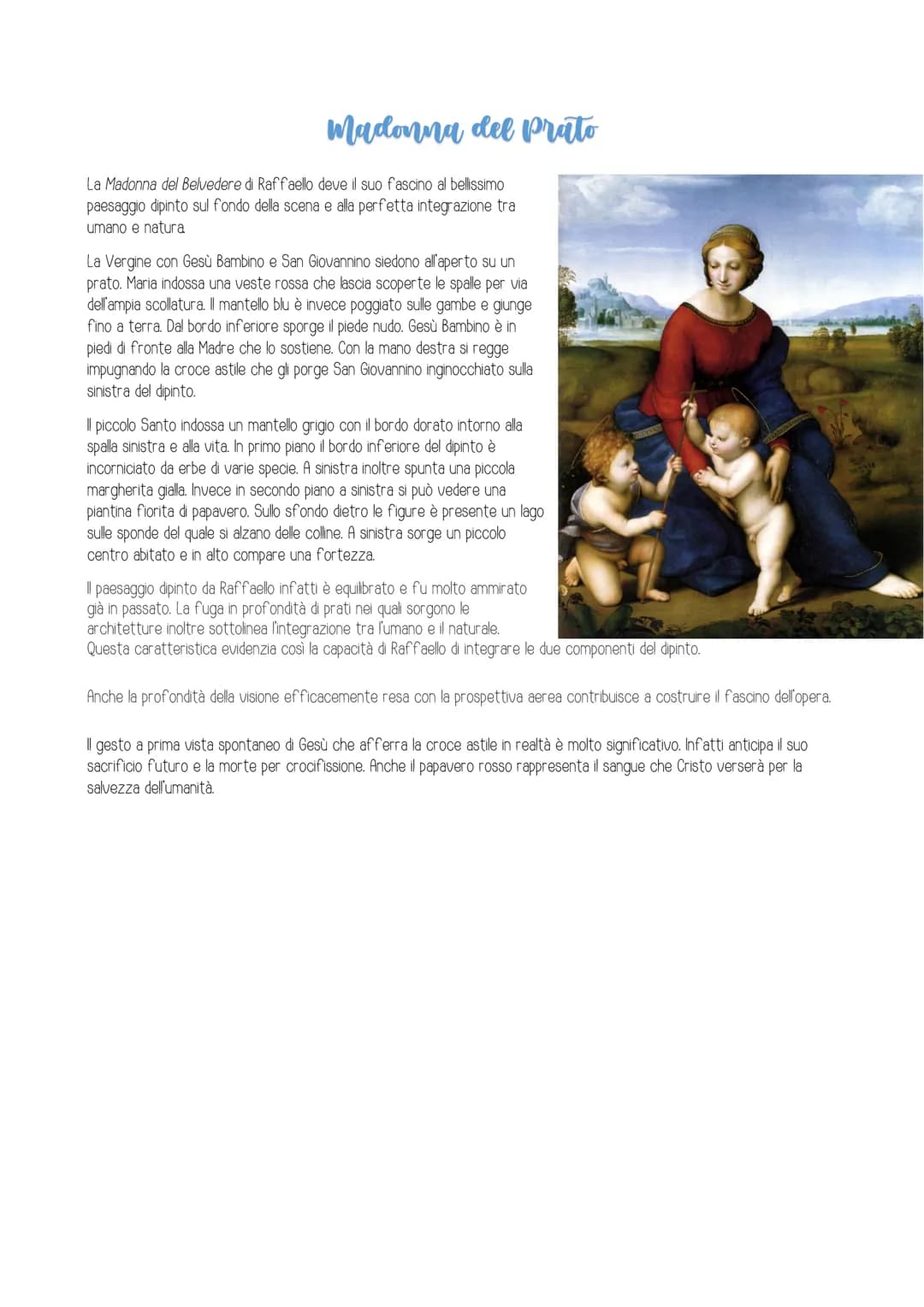 # Raffaello Sanzio

Raffaello insieme a Leonardo e Michelangelo è al vertice della stagione artistica rinascimentale. Pur attivo anche come
