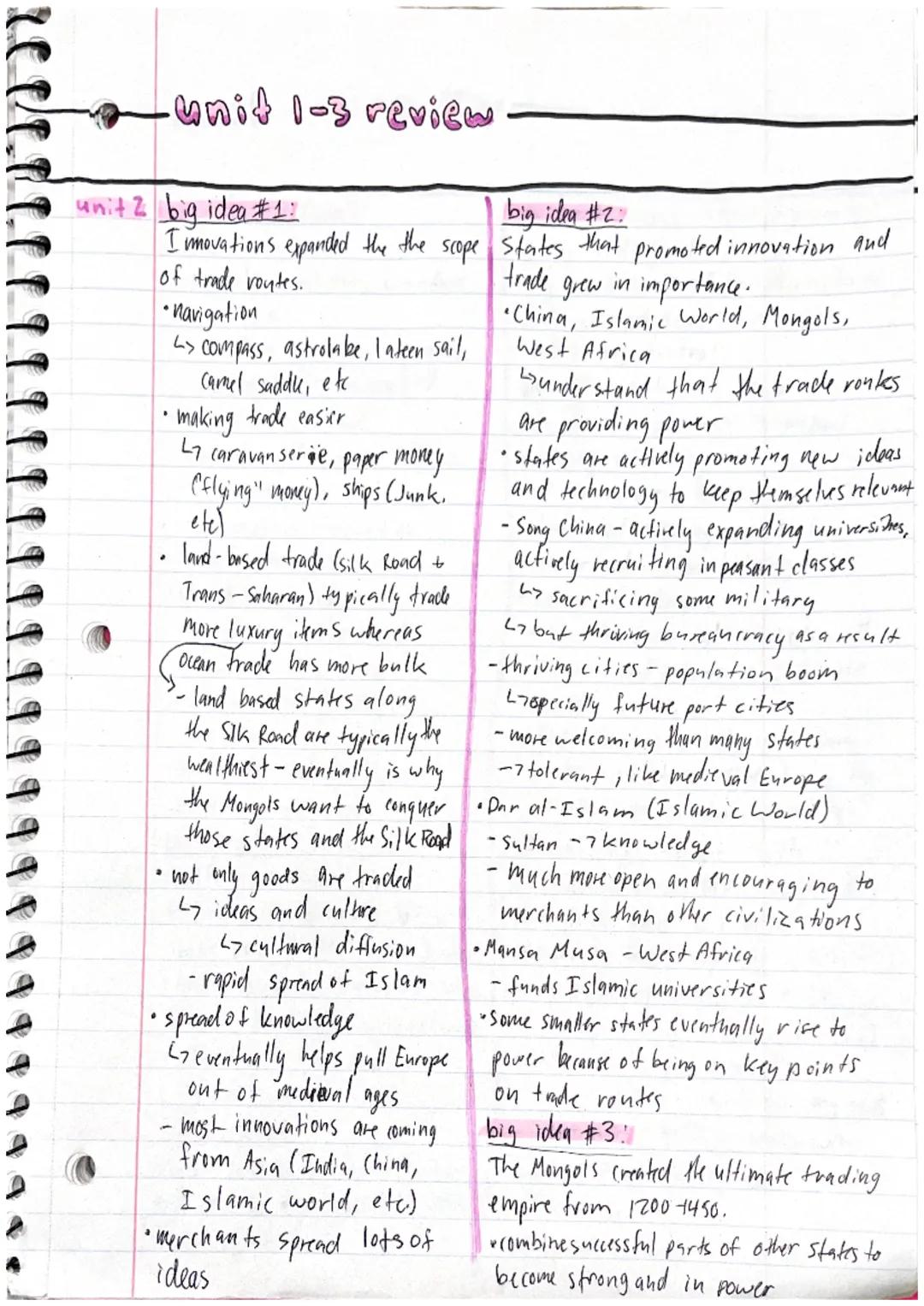 # unit 1-3 review

unit 1 big idea #1;

Song China maintained its rule
through Confucianism and an
imperial bureaucracy. Buddhism
continued 