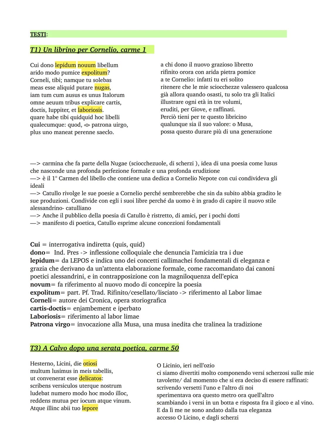 # CATULLO

GENERE: lirica, trattato anche dai poeti neoteroi inspirandosi ai modelli greci.

O Dalla poetica alessandrina di Callimaco (V-II