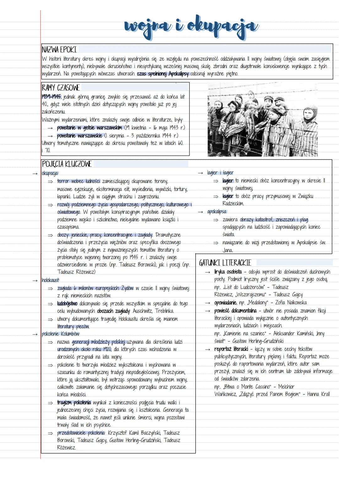 # wojra i okupacja

NAZWA EPOKI

W histori literatury okres wojny i okupacji wyodrębnia się ze względu na powszechność oddziaływania II wojn