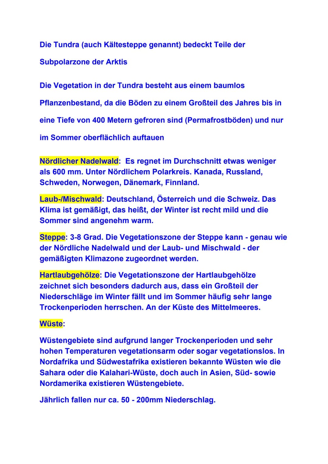 Klimazonen: Wetter über längere Zeit. Also wie viel Niederschlag
usw.

Polare Zone: Die Polare Zone ist eine Klimazone, die sich über die
Ar