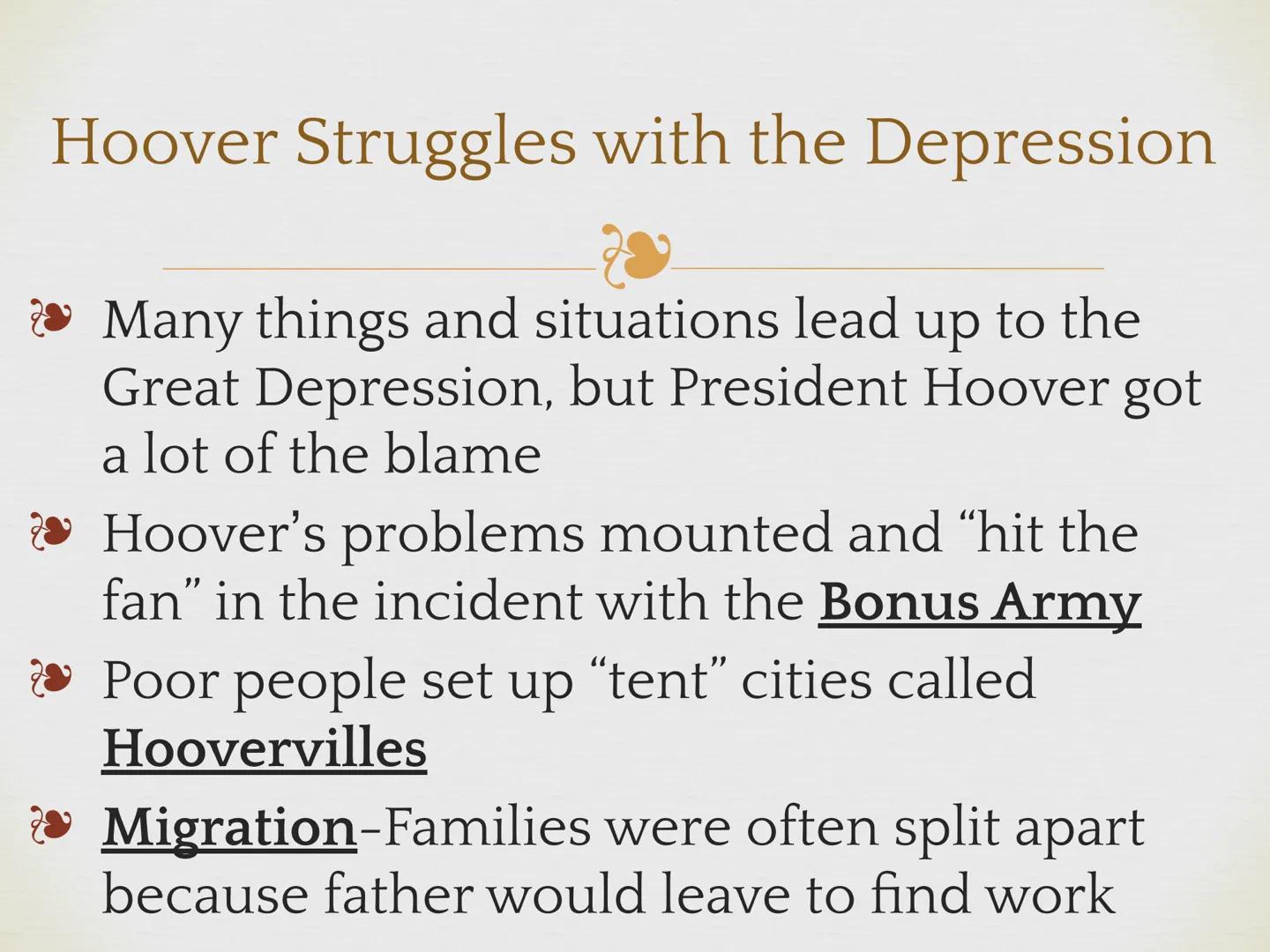 # The New Deal:
Ending the Great Depression

EQ: How did the US Government
try to fix the Great Depression? # Hoover Struggles with the Depr