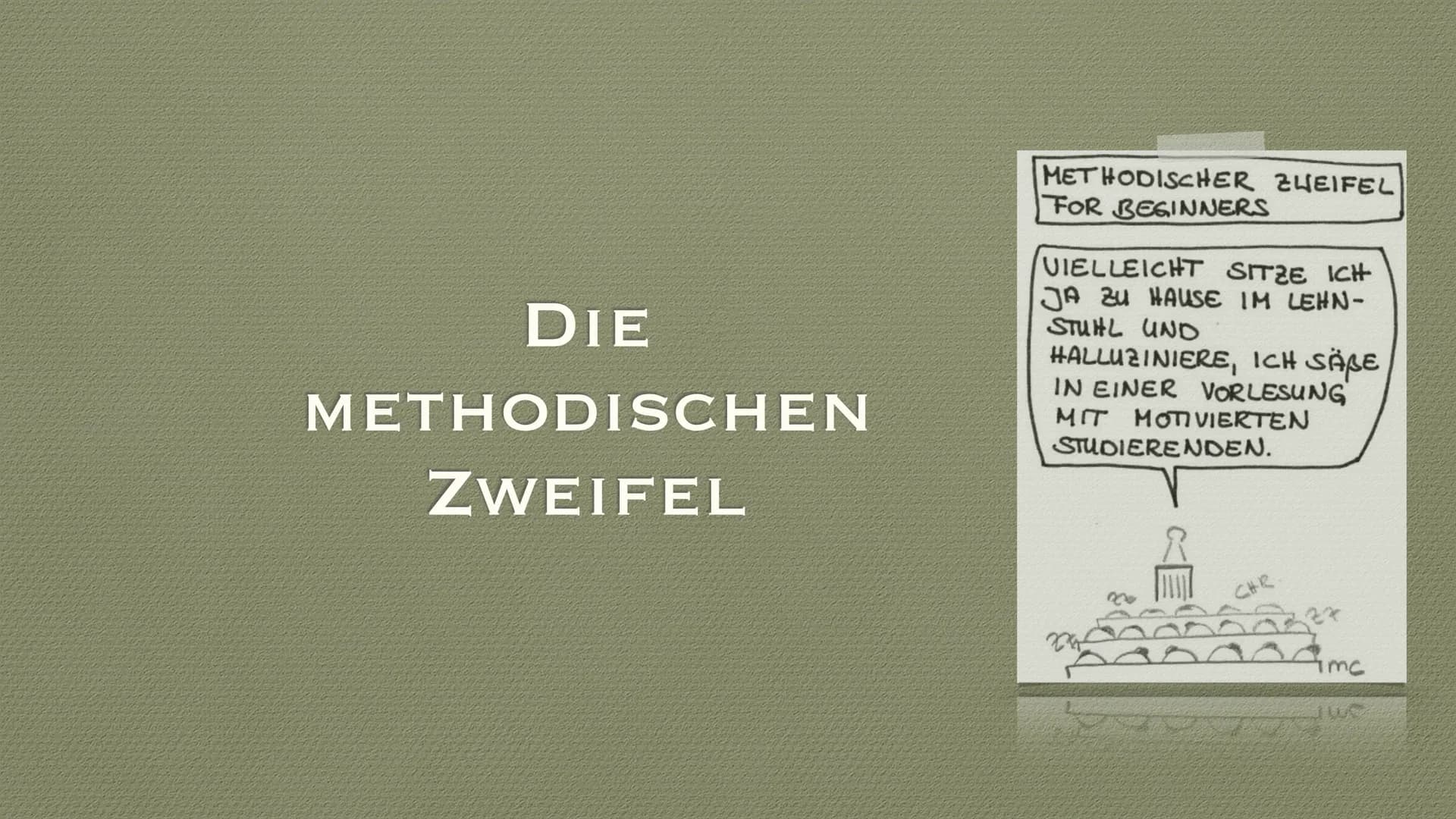 # RENÉ DESCARTES

„ICH DENKE, ALSO BIN ICH“

PHILOSOPHIE REFERAT

JULIA BACKHAUS GLIEDERUNG

- Biografie
- Lebenslauf
- Methodische Zweifel
