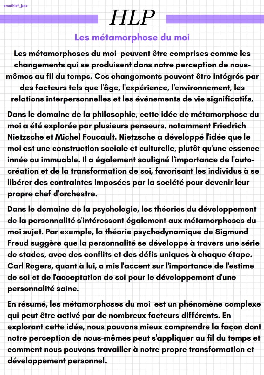 emathisf_jsxc

# HLP

## Les métamorphose du moi

Les métamorphoses du moi peuvent être comprises comme les
changements qui se produisent da