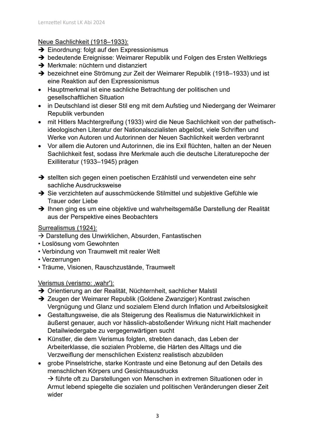 # Lernzettel Kunst LK Abi 2024

Kunst LK

Q1.1 Künstlerinnen und Künstlern des späten 19. + frühen 20.
Jahrhunderts

Romantik (ca. 1790-1850