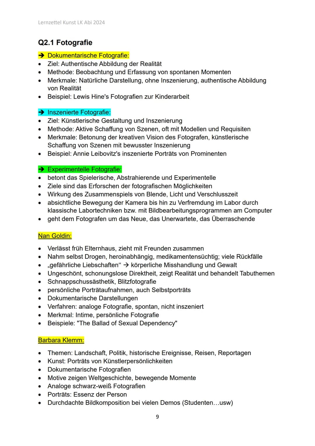 # Lernzettel Kunst LK Abi 2024

Kunst LK

Q1.1 Künstlerinnen und Künstlern des späten 19. + frühen 20.
Jahrhunderts

Romantik (ca. 1790-1850