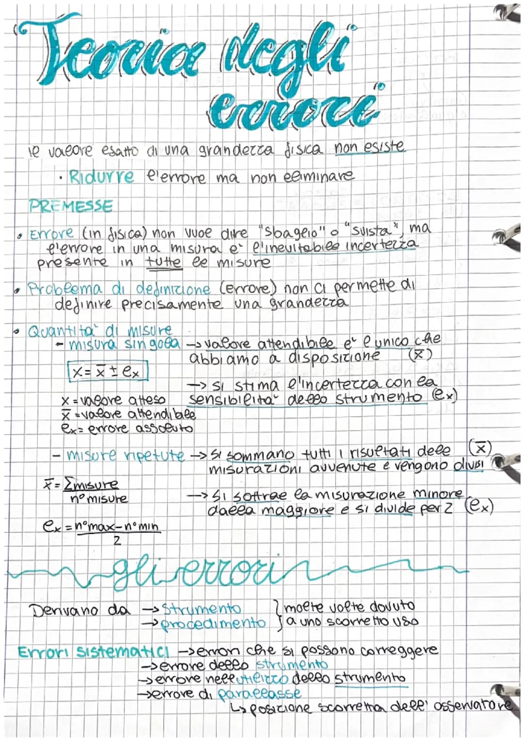 # Teoria degli

FD

croce

le valore esatto di una grandezza fisica non esiste

- Ridurre e'errore ma non eliminare

PREMESSE

*   Errore (i