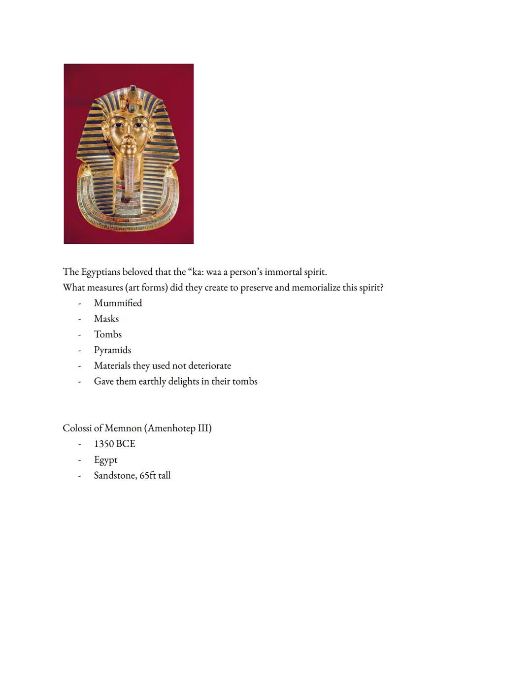 Egypt the Art of Immortality
Date: 2/1/23

What classifies Egyptian art?
- Main focus of the art was to ensure the after-life of their ruler