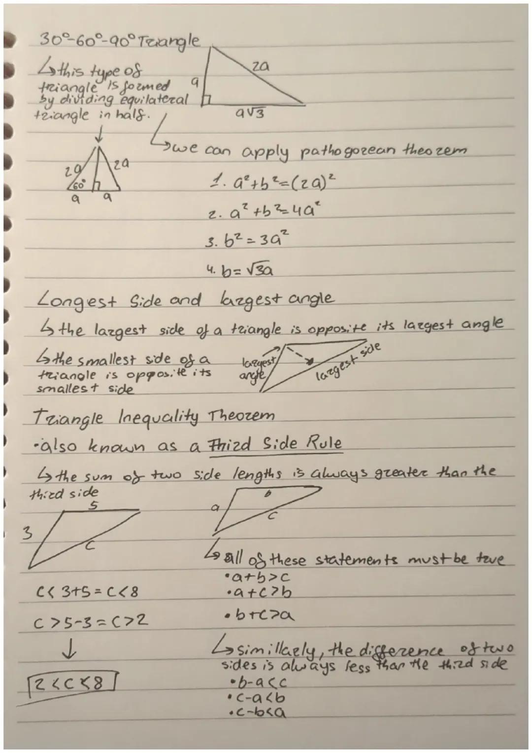 # The Pythagorean theoremy

-Pythagorean theorem is used to find unknown side leng th
in a right triangle

↳ longest side in zight triangle 