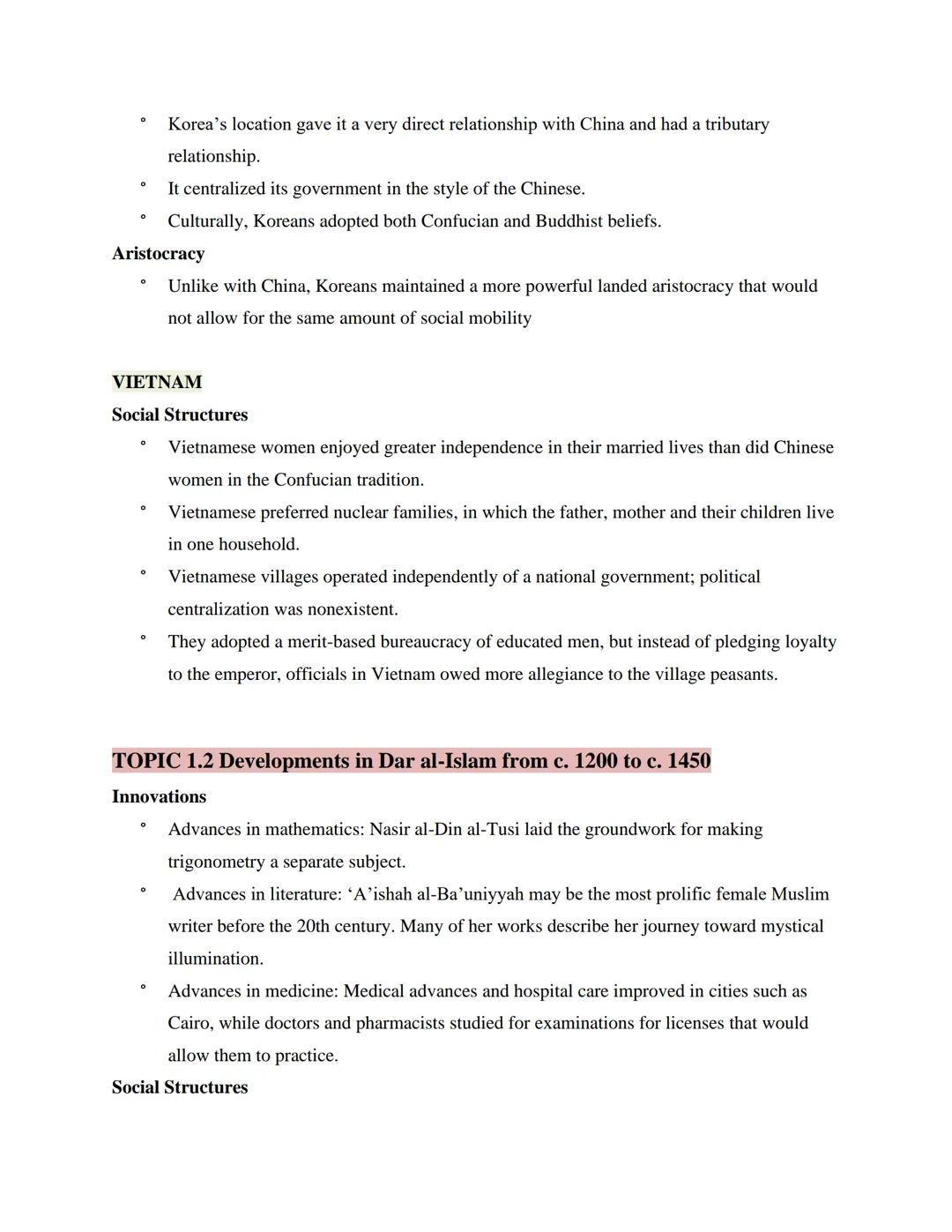 # AP World History Study Guide

## Unit 1: The Global Tapestry

(8%-10% of the AP test) (c. 1200 to c. 1450)

## TOPIC 1.1 Developments in E