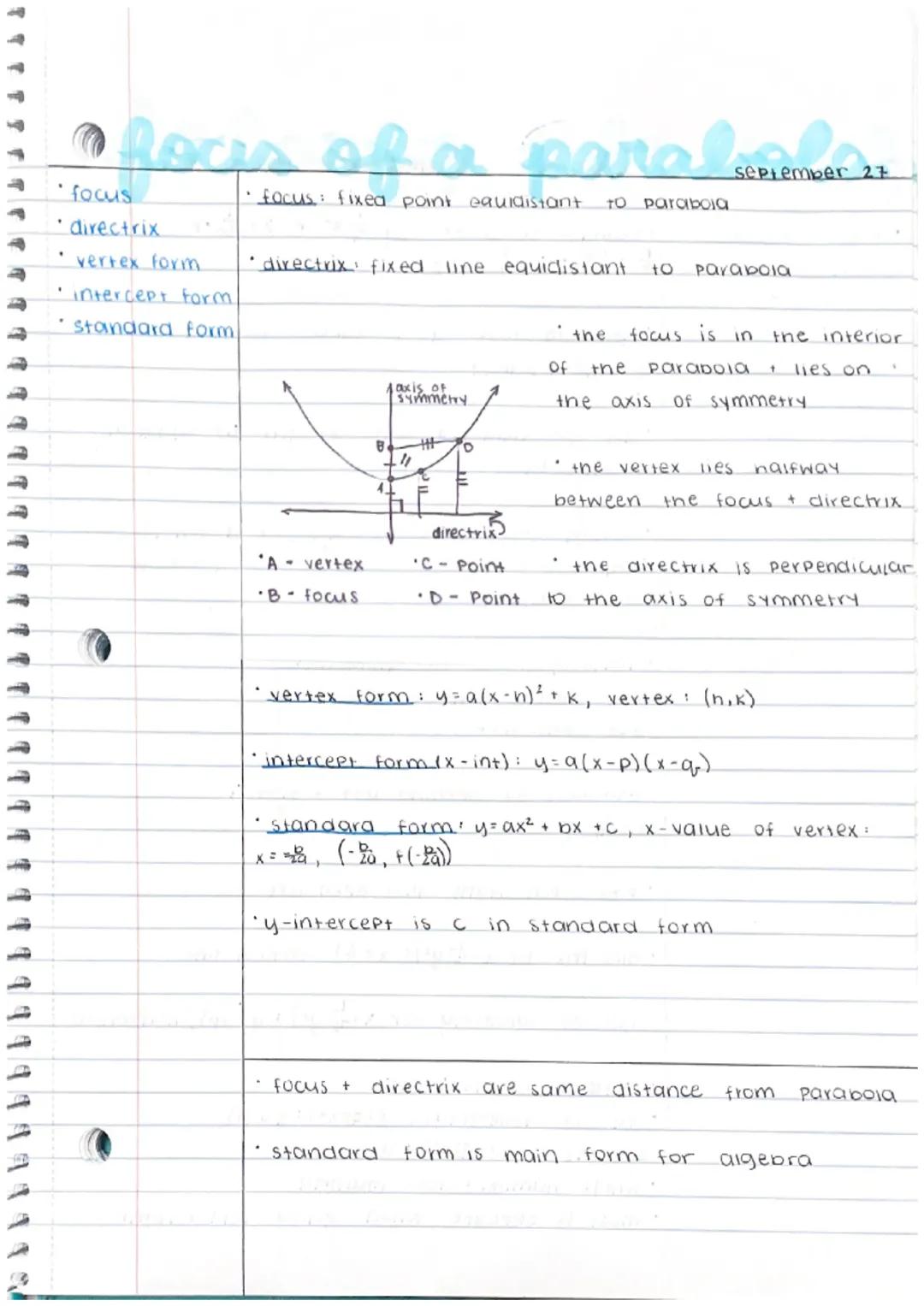ALGEBRA II

CHARACTERISTICS OF QUADRATIC FUNCTIONS.

exploring properties of Parabolas

an axis of symmetry is a line that divides a Parabol