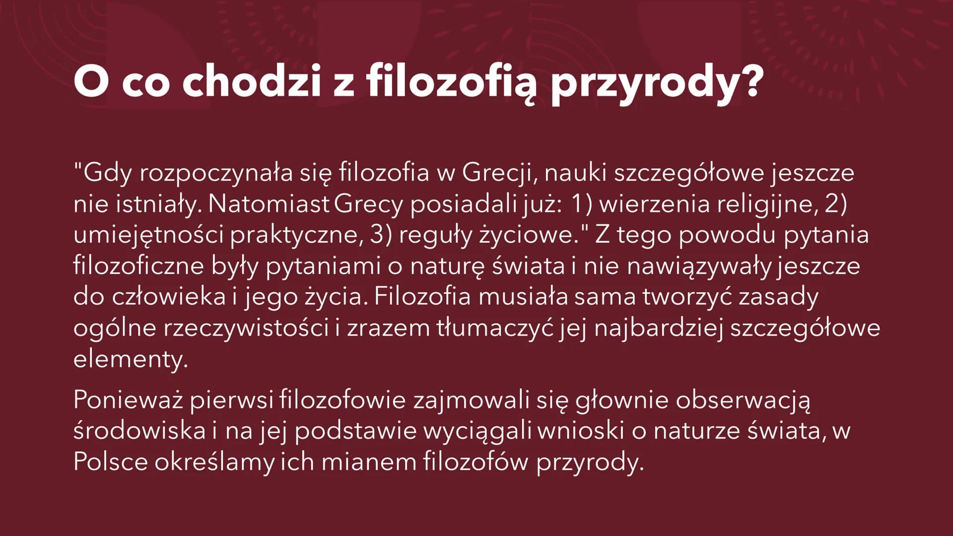 # SOKRATES

Ogólne informacje # ERA PRESOKRATEJSKA # O co chodzi z filozofią przyrody?

"Gdy rozpoczynała się filozofia w Grecji, nauki szcz