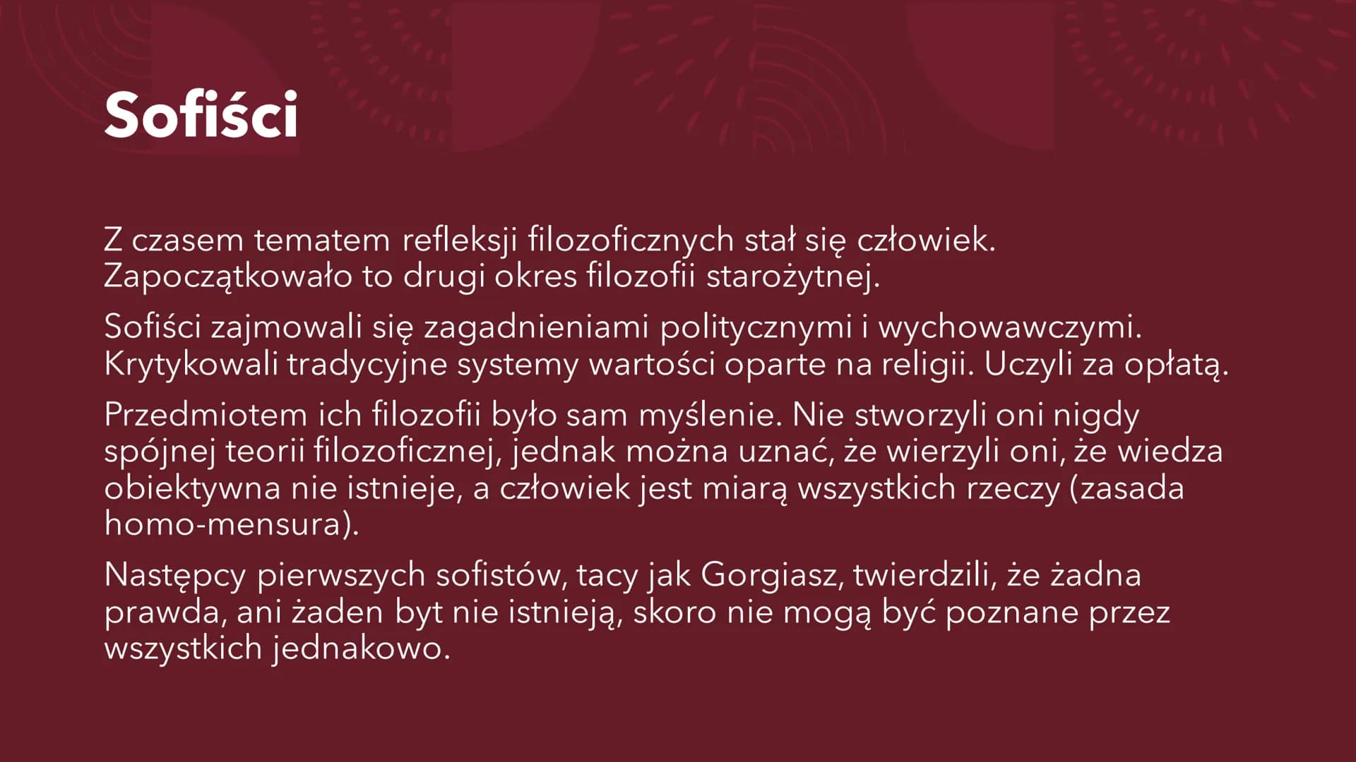 # SOKRATES

Ogólne informacje # ERA PRESOKRATEJSKA # O co chodzi z filozofią przyrody?

"Gdy rozpoczynała się filozofia w Grecji, nauki szcz
