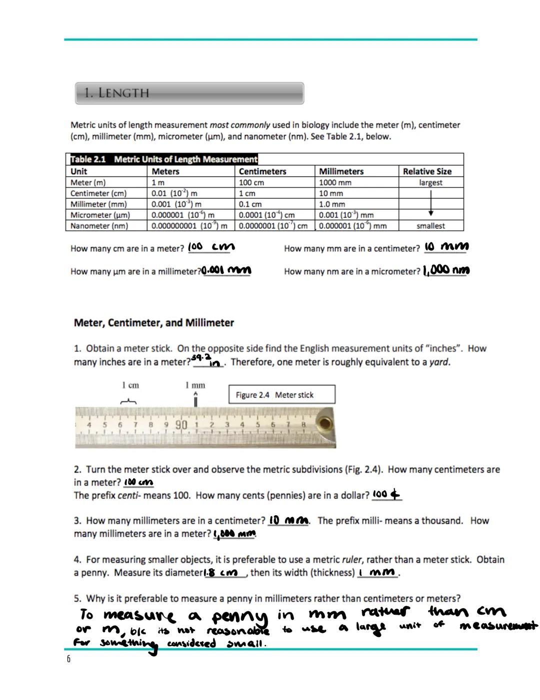 Biology Frosh

# Making Metric Measurements

995

# The Metric System

Introduction

In many biology investigations, precise measurements mu