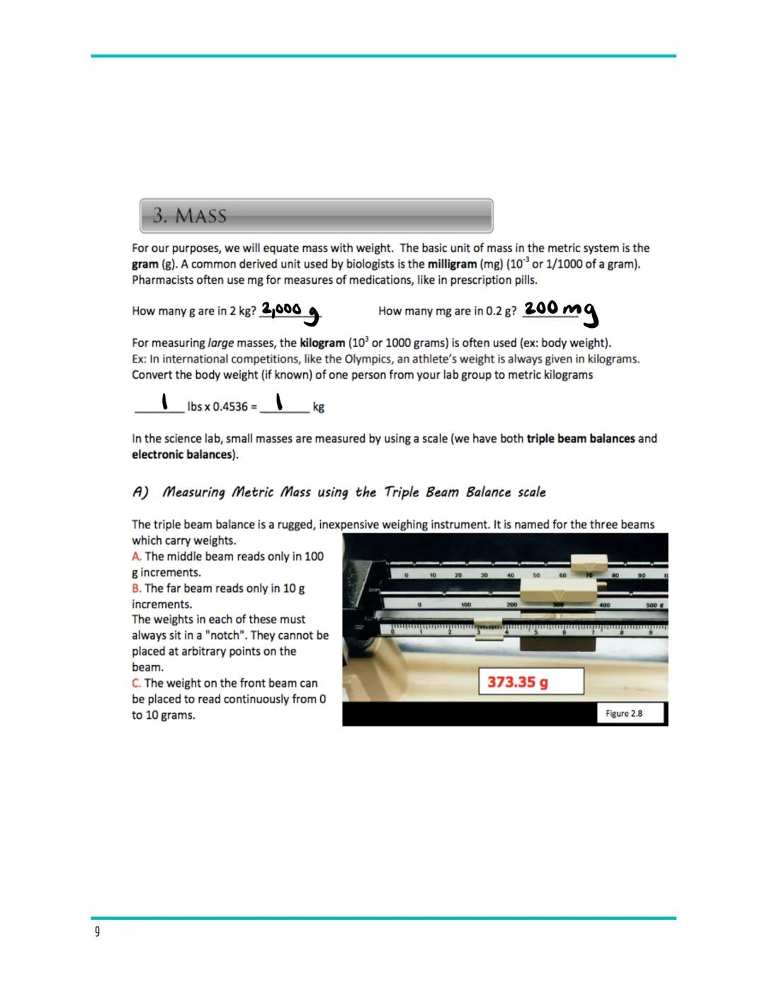 Biology Frosh

# Making Metric Measurements

995

# The Metric System

Introduction

In many biology investigations, precise measurements mu