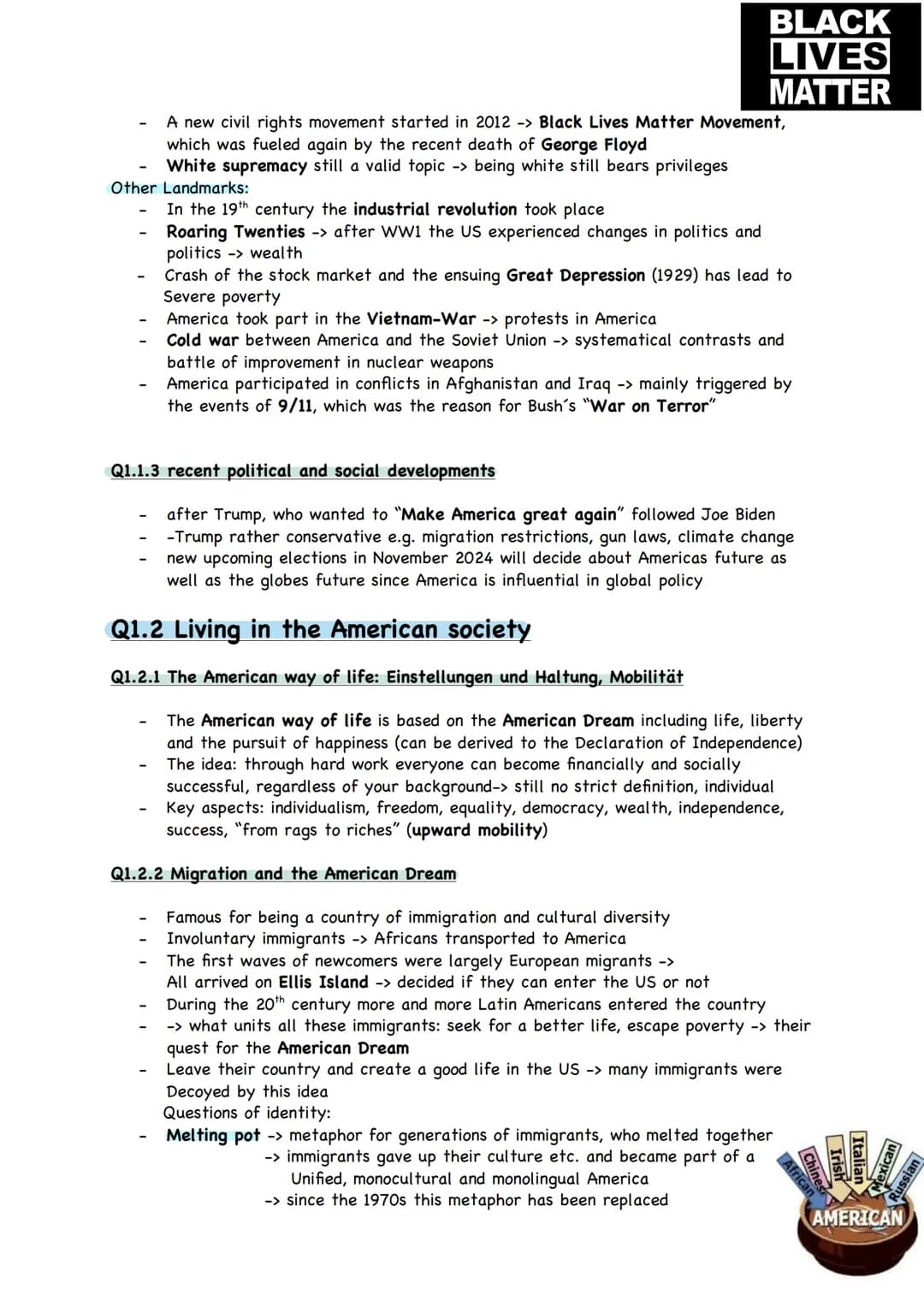 # Inhalte Q1

Q1.1 The USA formation of a nation

Q1.1.1 Development and principles of American democracy and the Constitution

- Native Ame