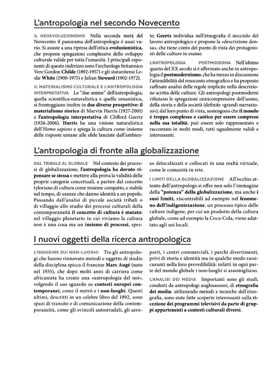 # L'ANTROPOLOGIA NEL SECONDO NOVECENTO

## IL NEOEVOLUZIONISMO

Nella seconda metà del Novecento il panorama dell'antropologia si presenta v