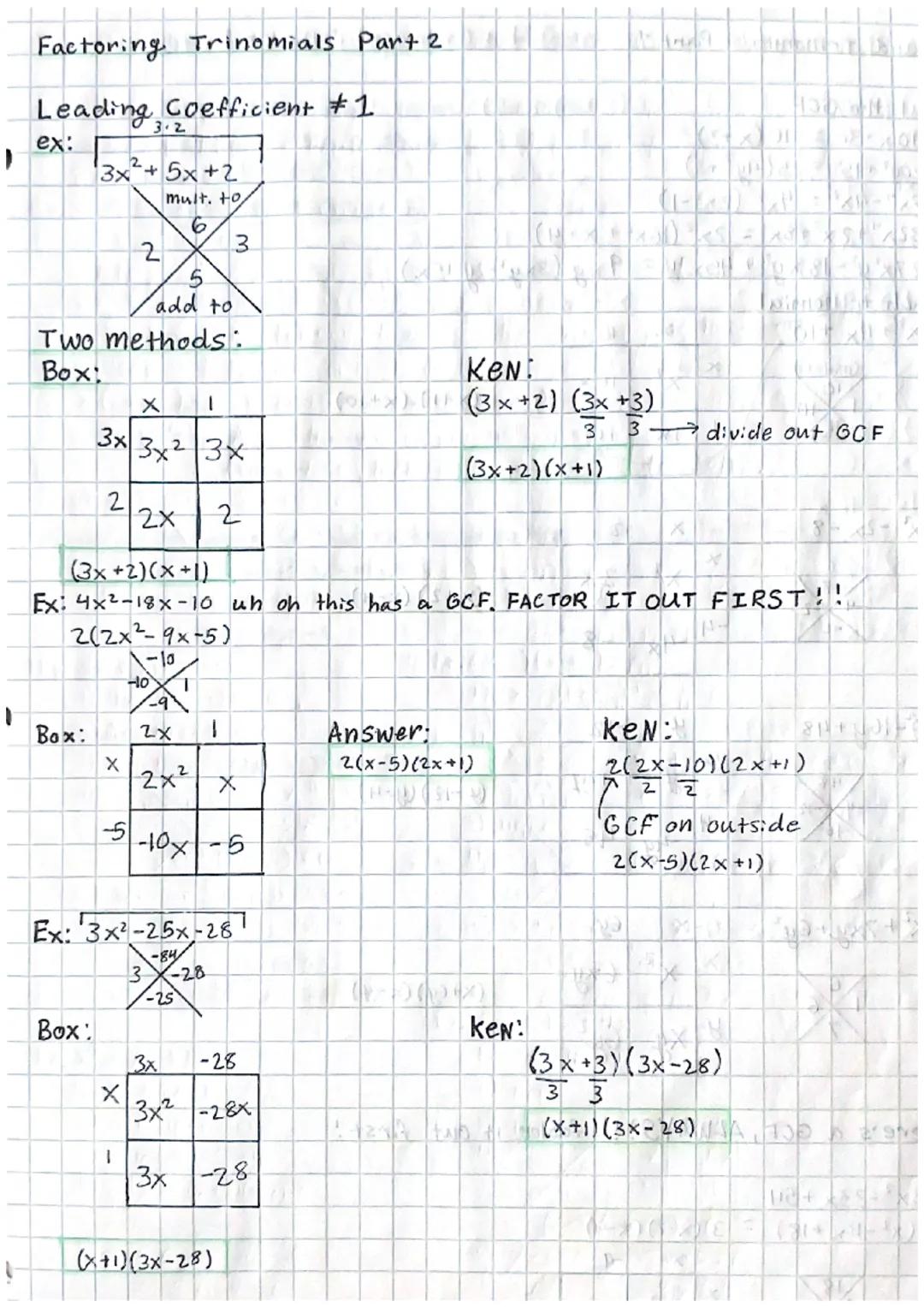 
<p>Here are some examples of factoring trinomials with GCF:</p>
<ol>
<li>Factor out the GCF</li>
</ol>
<ul>
<li>10x + 30 = 10(x + 3)</li>
<