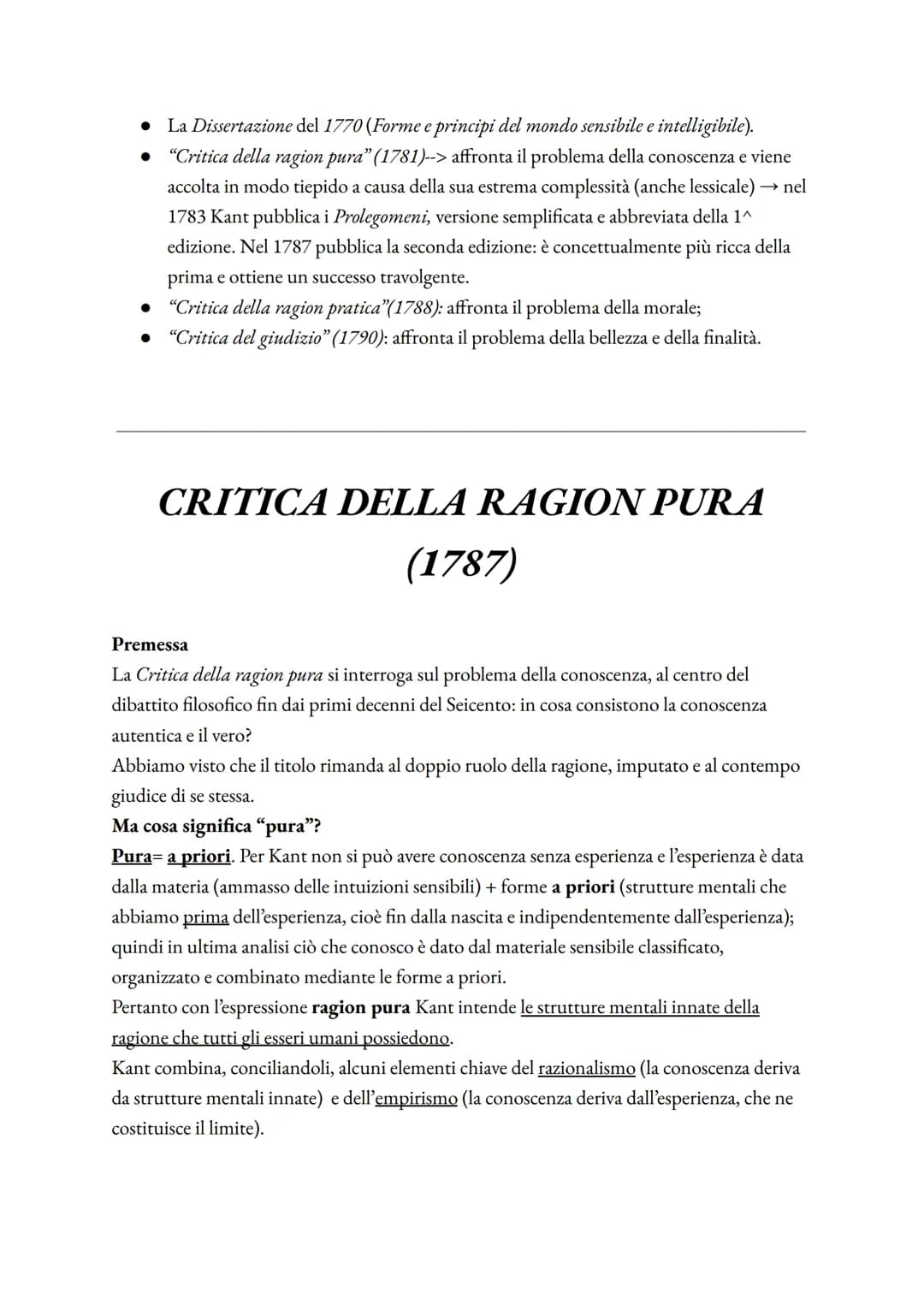 # IMMANUEL KANT

Kant e l'illuminismo

Il pensiero di Immanuel Kant, pur essendo estremamente originale, si colloca nel clima
culturale dell