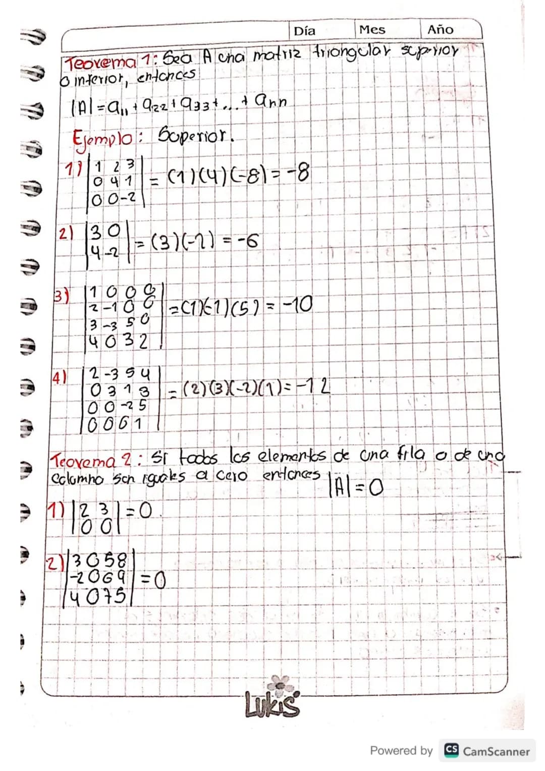 # Glase 16.

# Tercer Corte.

Día 16 Mes 10 Año 23

Determinantes.

- Definición 1: (Deterninantes 2x2)

Sea $A=\begin{pmatrix} a_1 & b_1 \ 