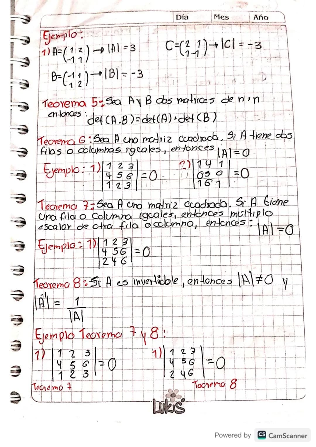 # Glase 16.

# Tercer Corte.

Día 16 Mes 10 Año 23

Determinantes.

- Definición 1: (Deterninantes 2x2)

Sea $A=\begin{pmatrix} a_1 & b_1 \ 