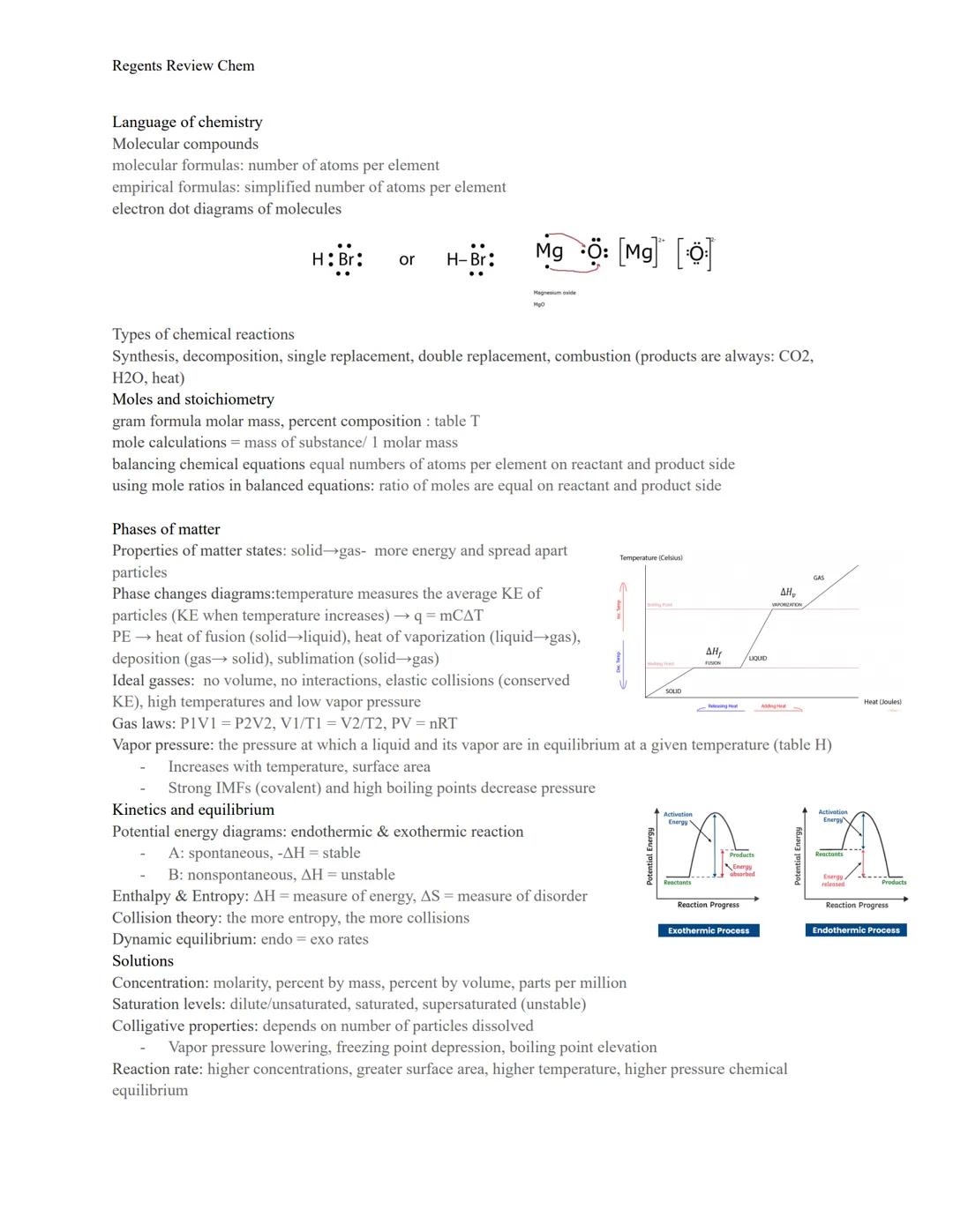 Regents Review Chem

Classification of Matter
Pure Substances: elements and compounds (chemically combined fixed proportion)
Mixtures homoge