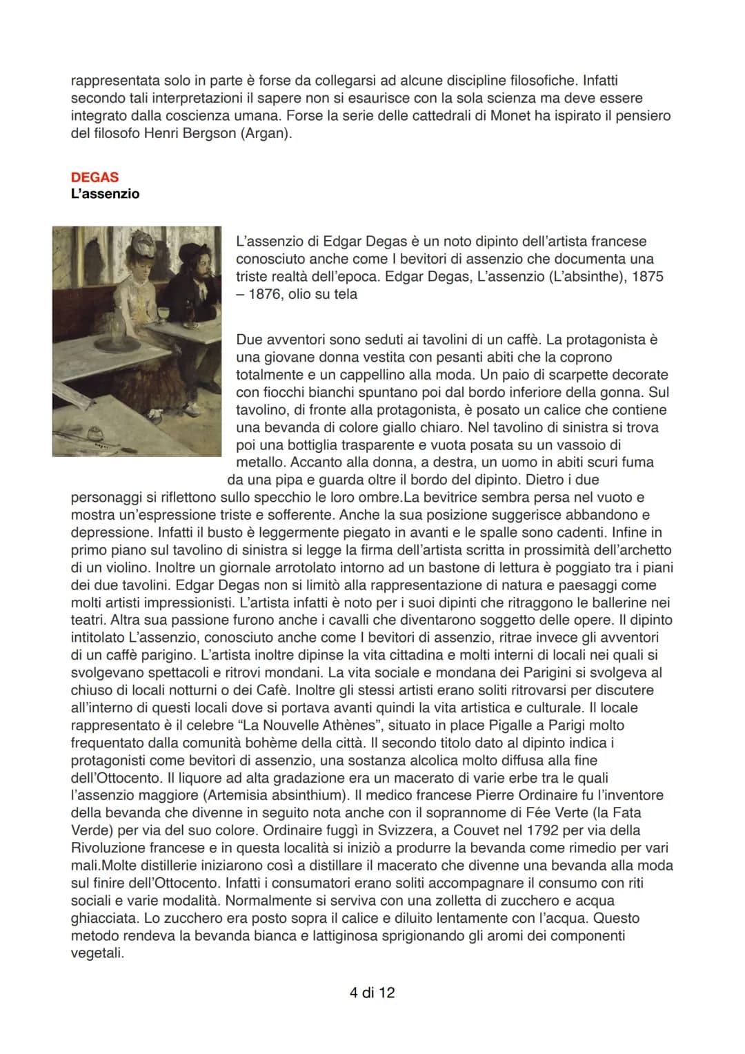 # L'IMPRESSIONISMO
L'impressionismo nasce in Francia, e fece della resa formale della percezione della vista della
proprio ricerca. Principa