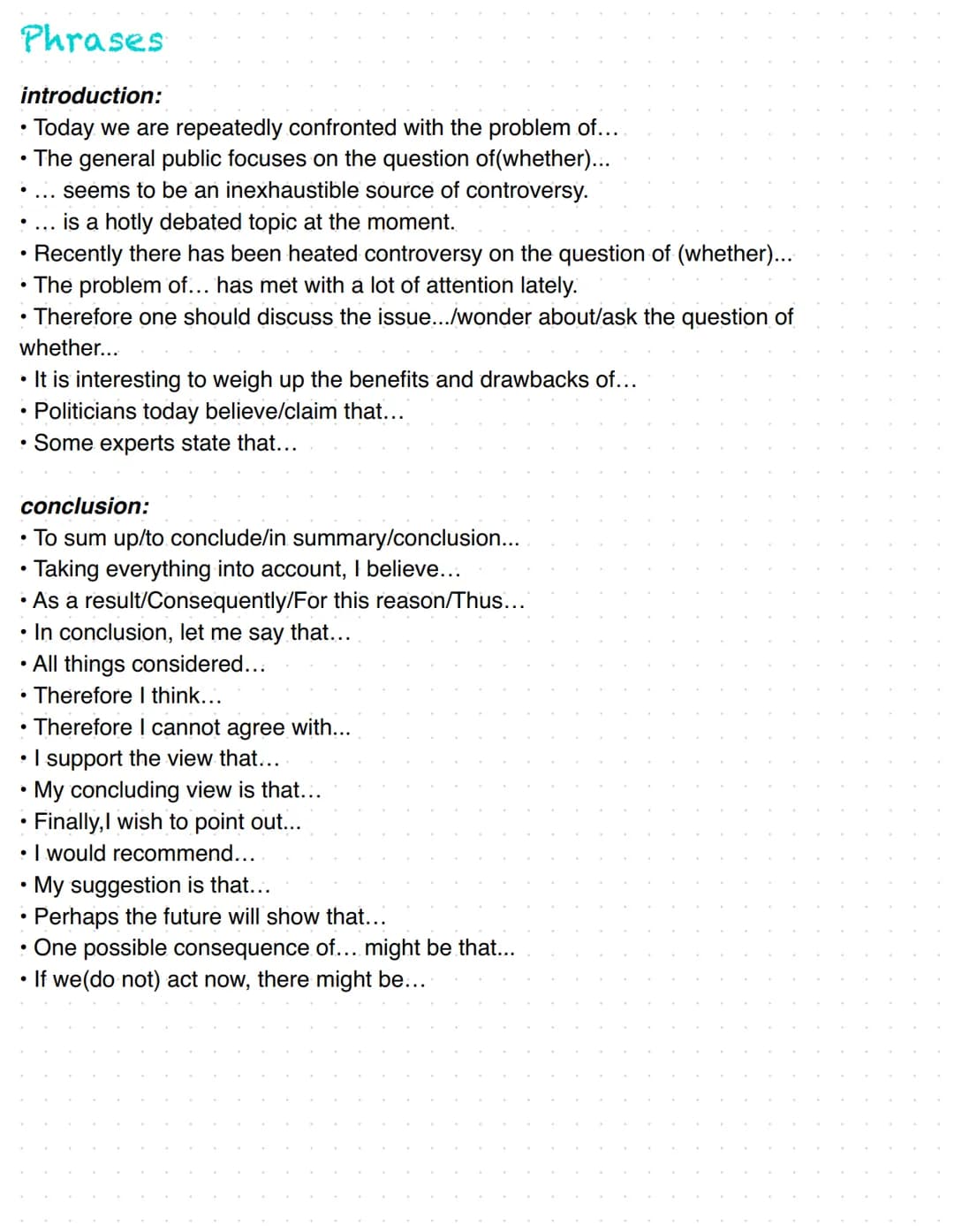 # Argumentative Essay English

Schritt 1)
Sammle Ideen, Notizen, Beispiele, Argumente, Erklärungen etc. und ordne sie in einer logischen Rei