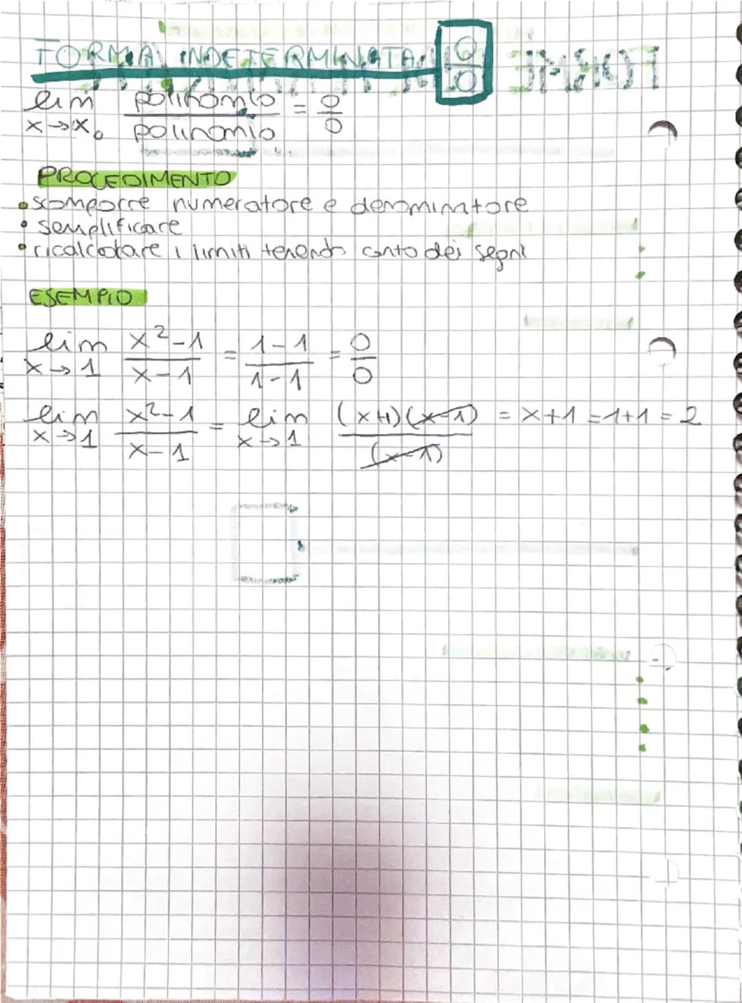 DEFINIZIONE DI

y = f(x) = \frac{x^2 - 4}{x - 2}

CE. : x ≠ 2

f(x) = \frac{(x+2)(x-2)}{(x-2)}

y = x + 2

limite

CALCOLARE UN LIMITE: anal