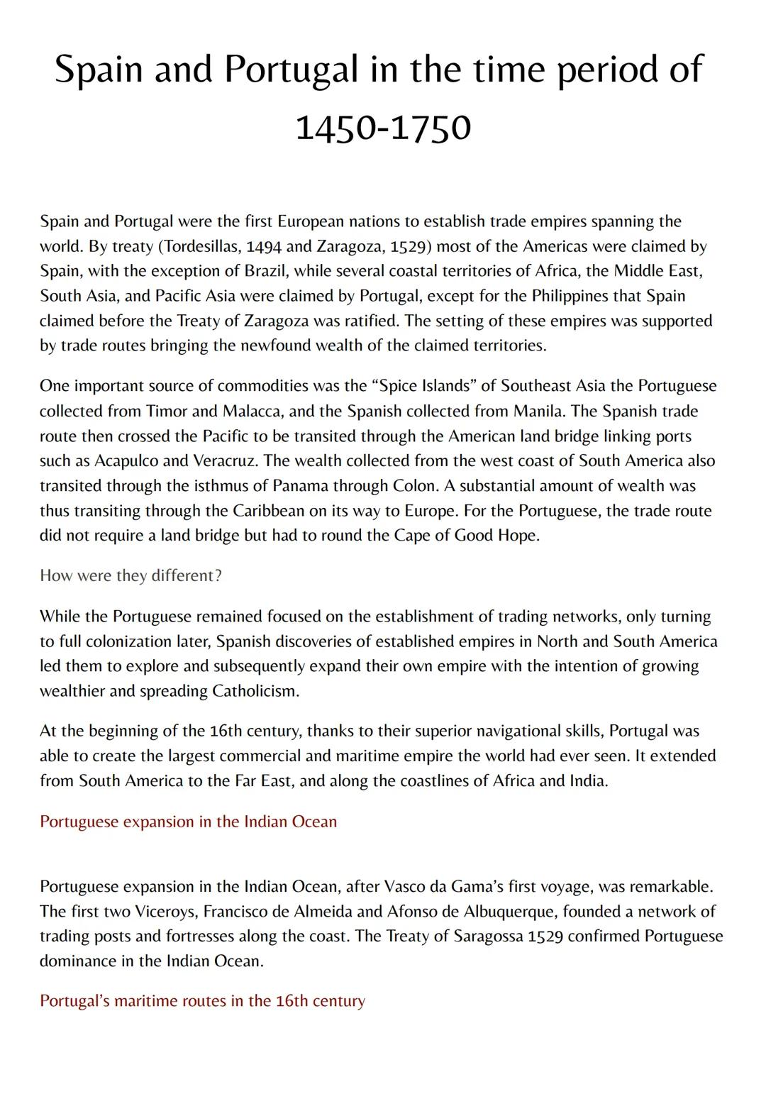 # Spain and Portugal in the time period of
1450-1750

Spain and Portugal were the first European nations to establish trade empires spanning