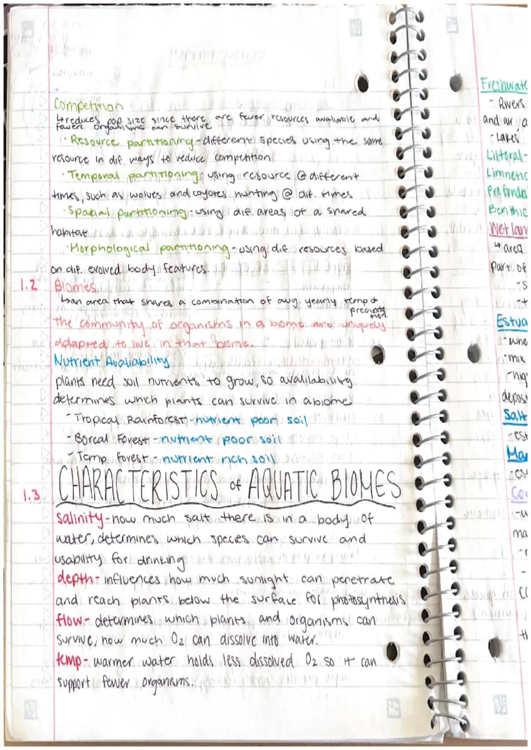 Freshwate
Competition
are fever resources avaliable and
Federal since there are
we
Size
Resource partitioning different species using the sa