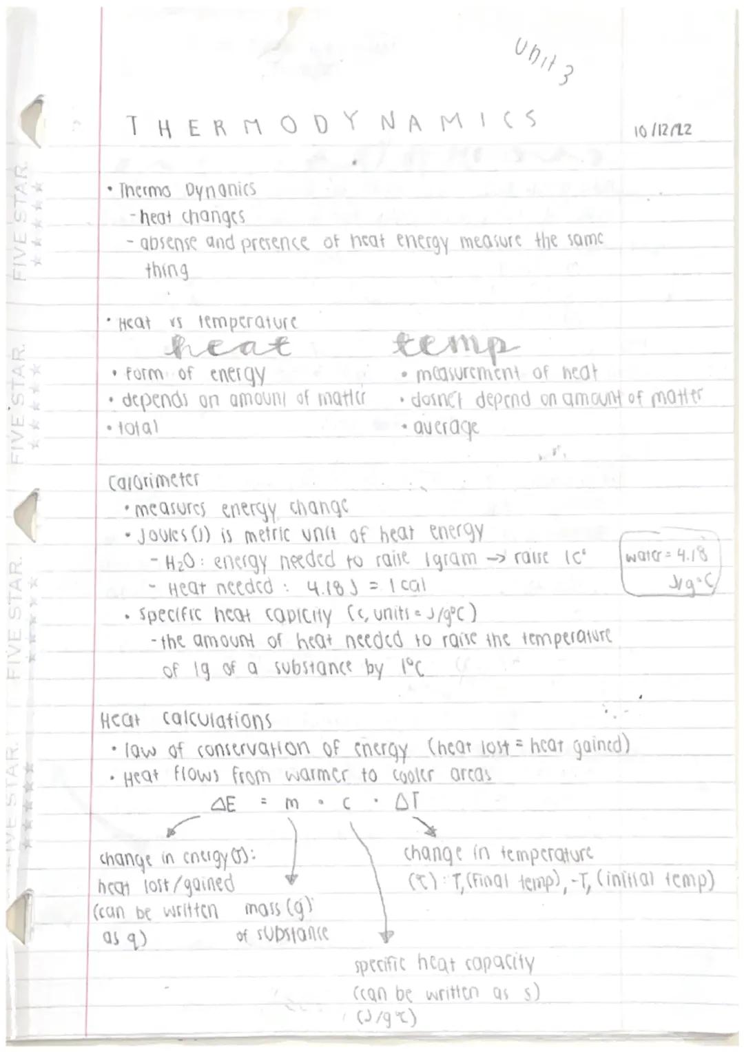 IVE STAR.T FIVE STAR.
*****
FIVE STAR.
*****
Unit 3

THERMODYNAMICS

• Thermo Dynanics
-heat changes
absense and presence of heat energy mea