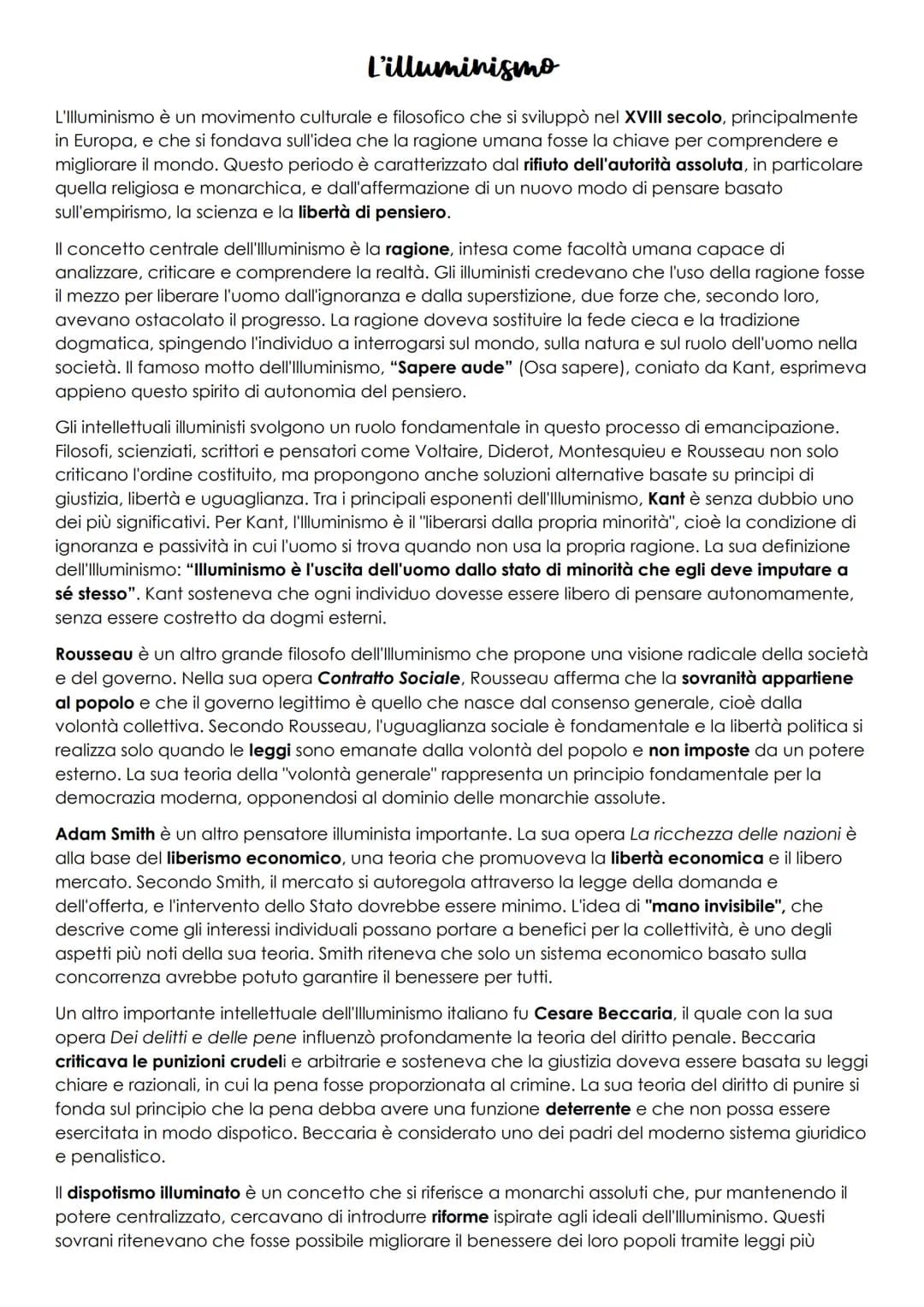 # L'illuminismo

L'llluminismo è un movimento culturale e filosofico che si sviluppò nel XVIII secolo, principalmente
in Europa, e che si fo