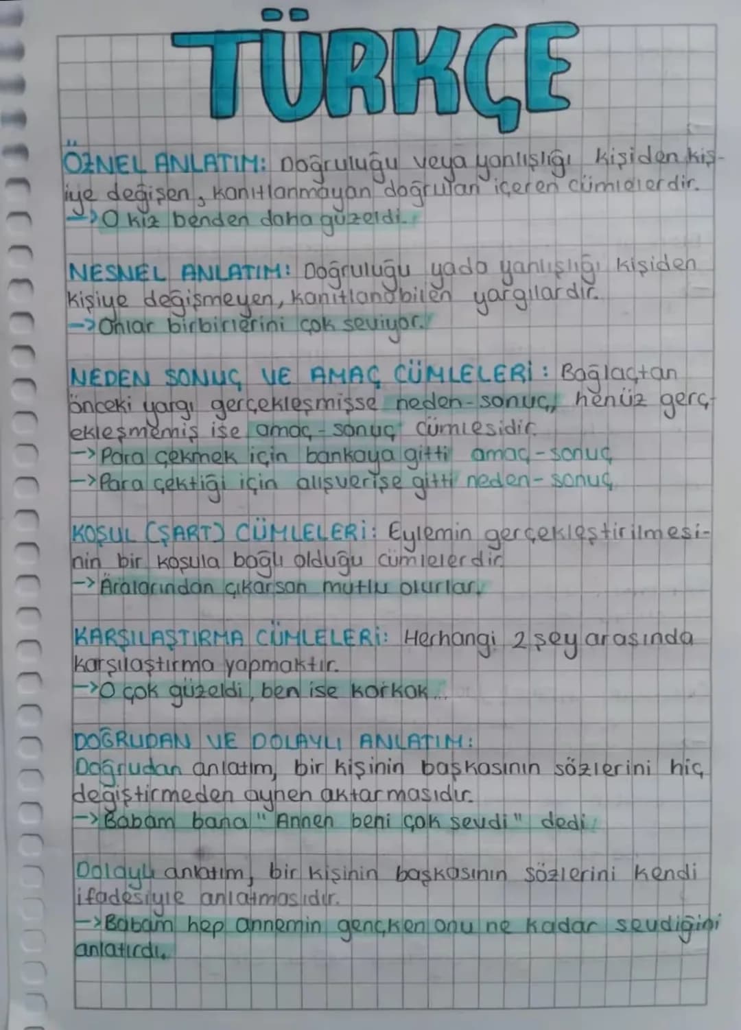 ## TÜRKÇE

ÖZNEL ANLATIM: Doğruluğu veya yanlışlığı kişiden kış-
iye değişen, kanıtlanmayan doğrulan içeren cümlelerdir.
->0 kiz benden daha