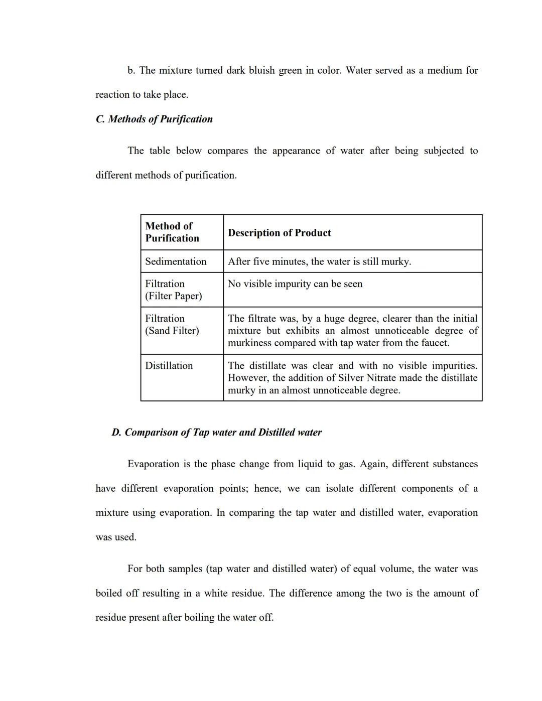 I. OBJECTIVE

The objective of the experiment is to utilize the laboratory accurately to obtain the physical
and chemical properties of wate