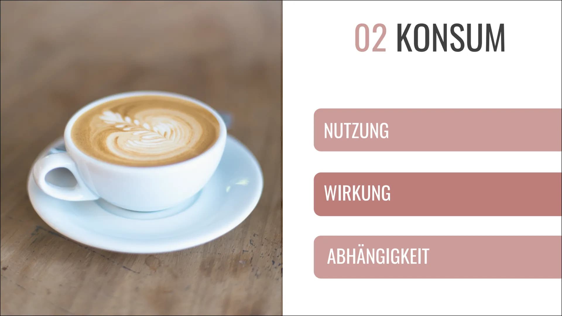 # KAFFEE &
# KOFFEIN

Alles über die Nutzung, die
Wirkung und die Sucht INHALT

01 ALLGEMEINES
Geschichte, Vorkommen und
Herstellung

02 KON