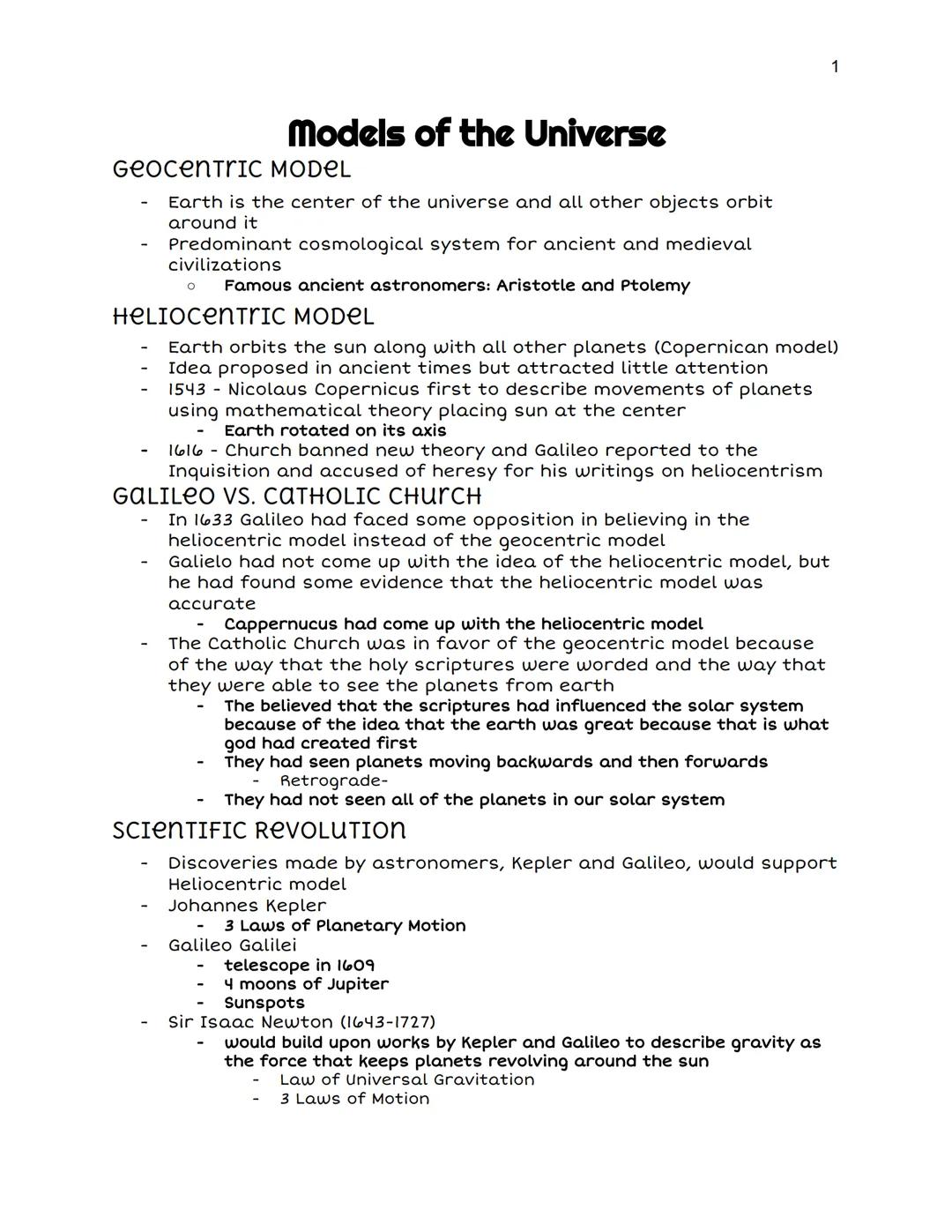 # Models of the Universe

GEOCentric MODEL

- Earth is the center of the universe and all other objects orbit
around it
- Predominant cosmol