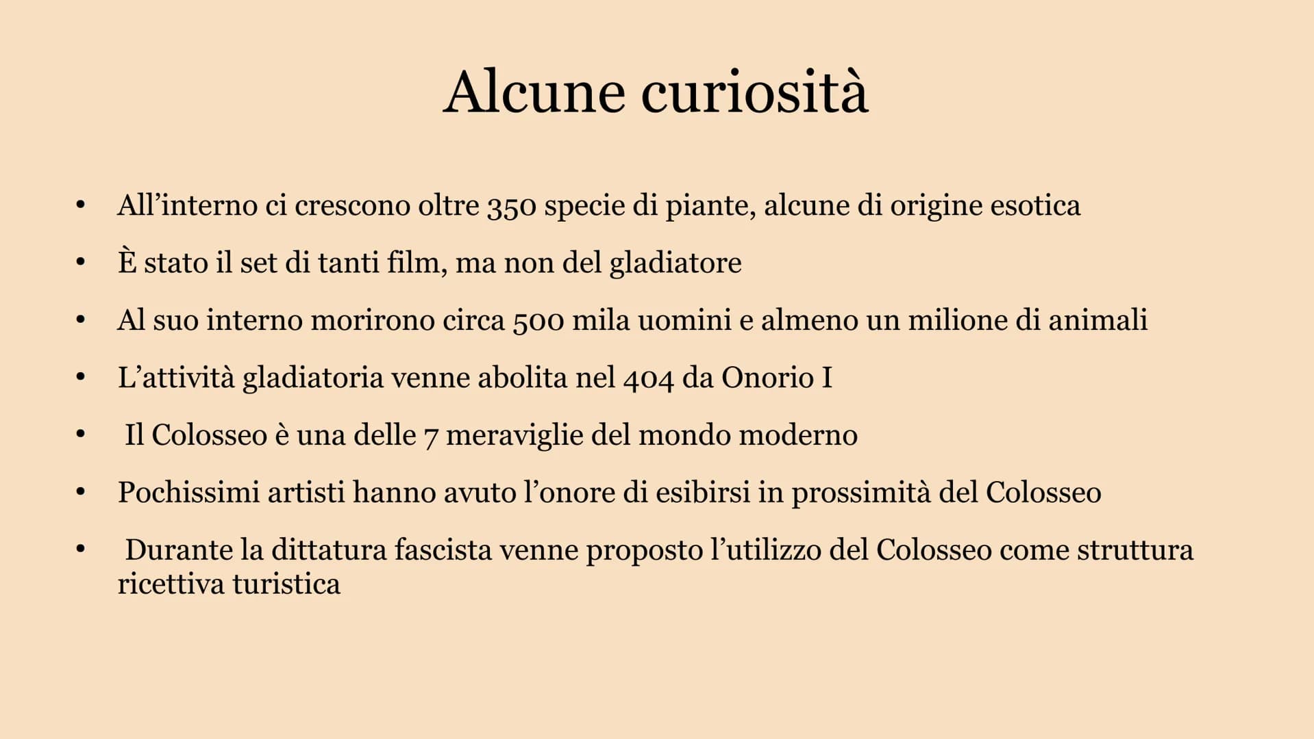 # IL COLOSSEO # Struttura

• Dimensioni: 188x156 m

• Forma: Ellittica

• Conteneva: 50 000 persone

• Costruite su 3 piani

  1º piano: Pat