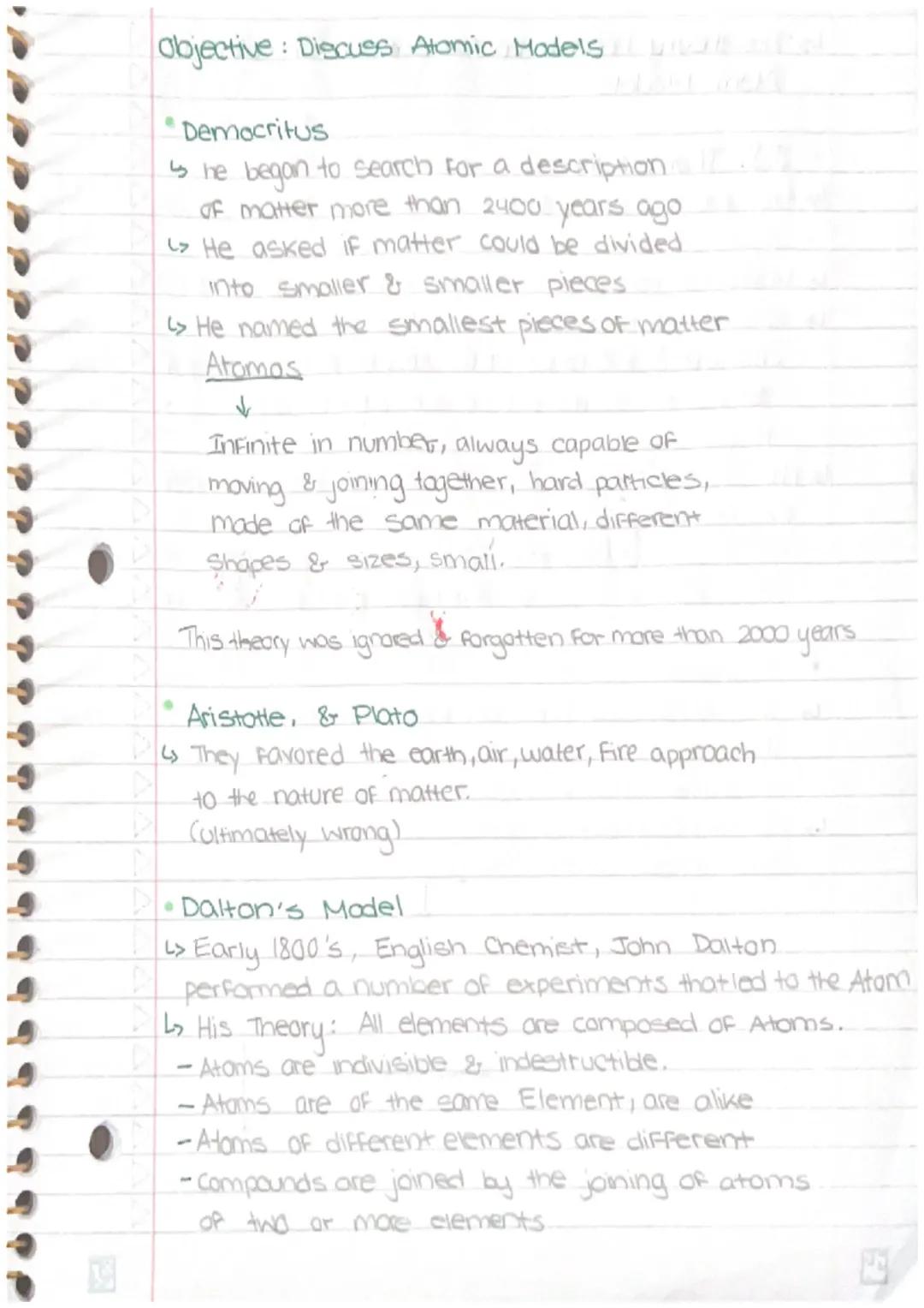 Timeline of Atomic Theory:
Rutherford
madel
1911
wave
Greek Model
model
400 BC
modern
Dalton
Model
1803
Thompson
model
1897
Bohr
Model
1922 