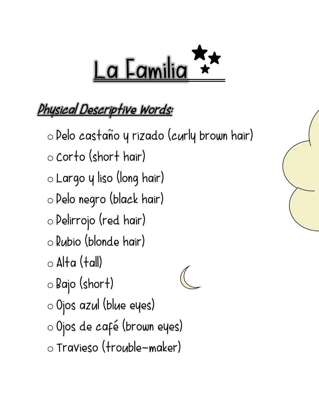 <h2 id="descriptivespanishwordsforfamilymembers">Descriptive Spanish Words for Family Members</h2>
<h3 id="physicaldescriptivewords">Physica