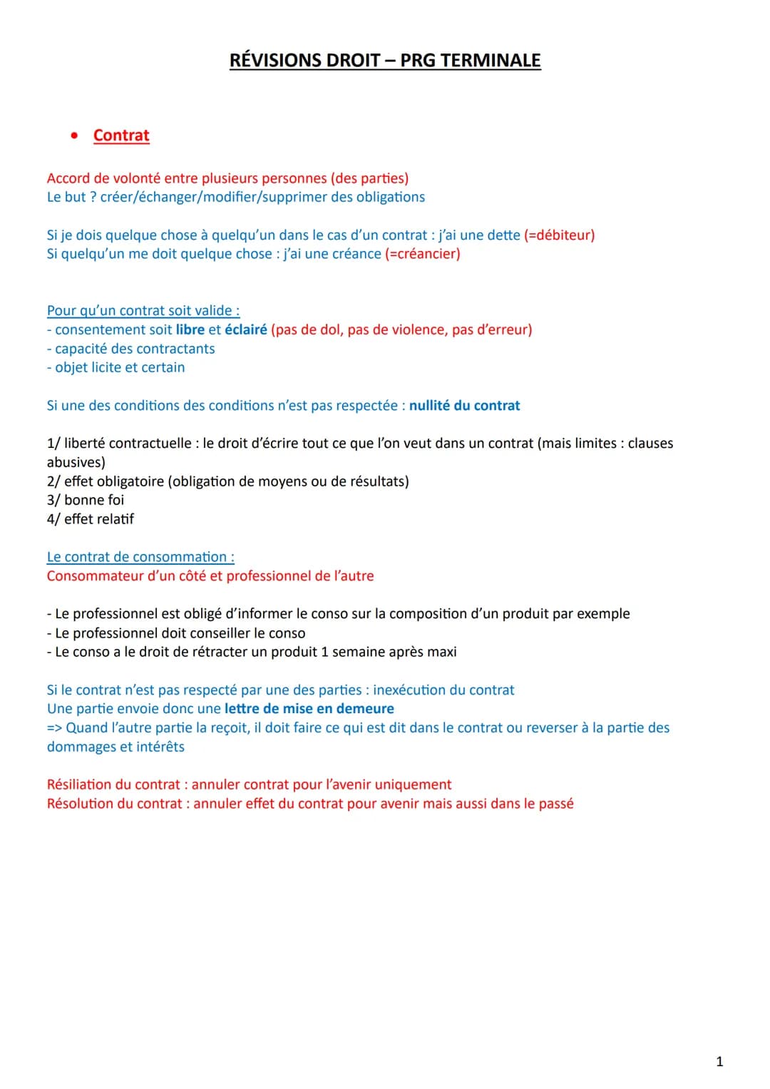 # Contrat

RÉVISIONS DROIT - PRG TERMINALE

Accord de volonté entre plusieurs personnes (des parties)
Le but ? créer/échanger/modifier/suppr