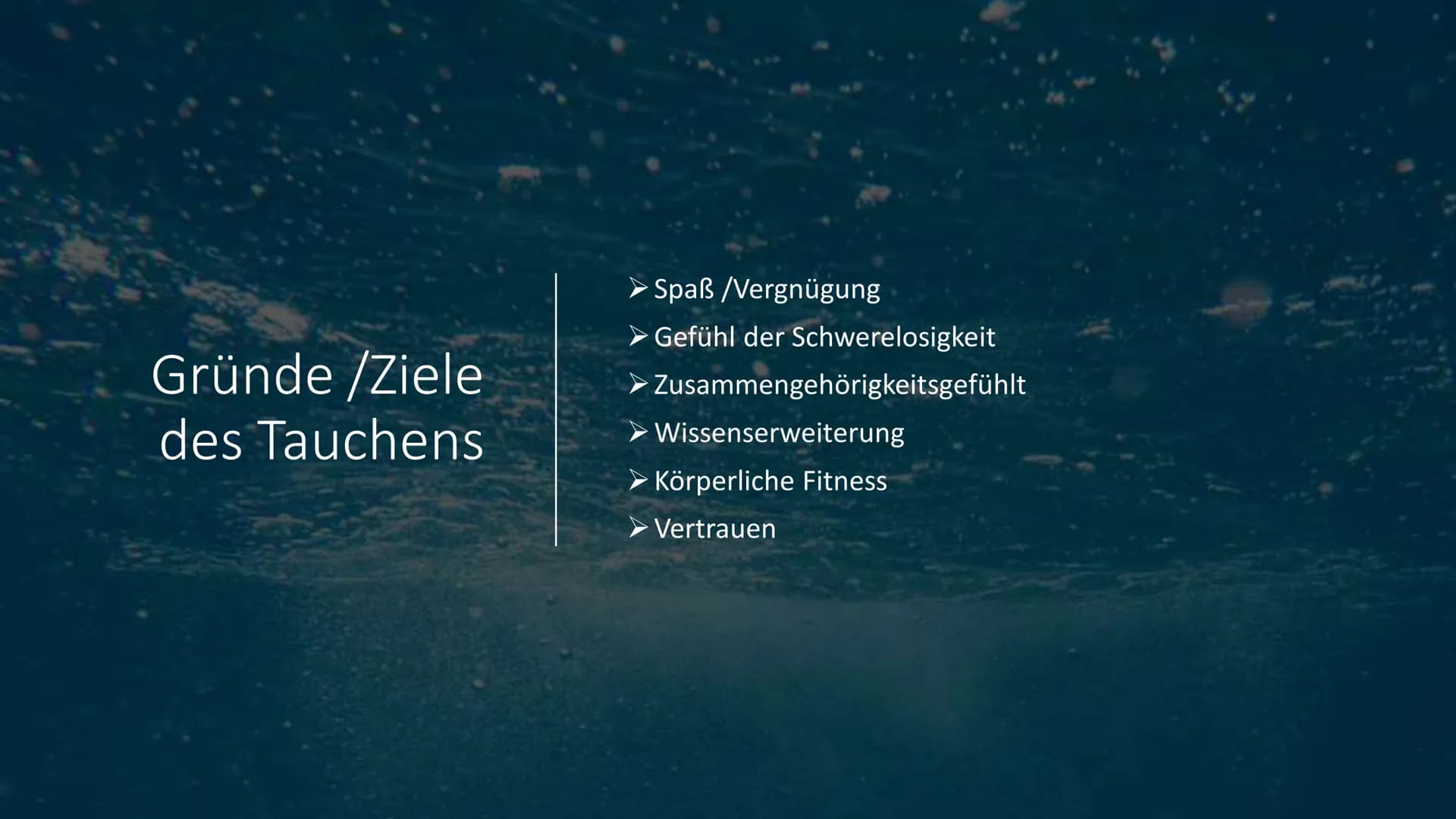 # Tauchen Inhaltsverzeichnis

• Geschichte des Tauchens
• Verschiedene Arten des Tauchens
• Ausrüstung und Ausbildung
• Ziele und Gründe des