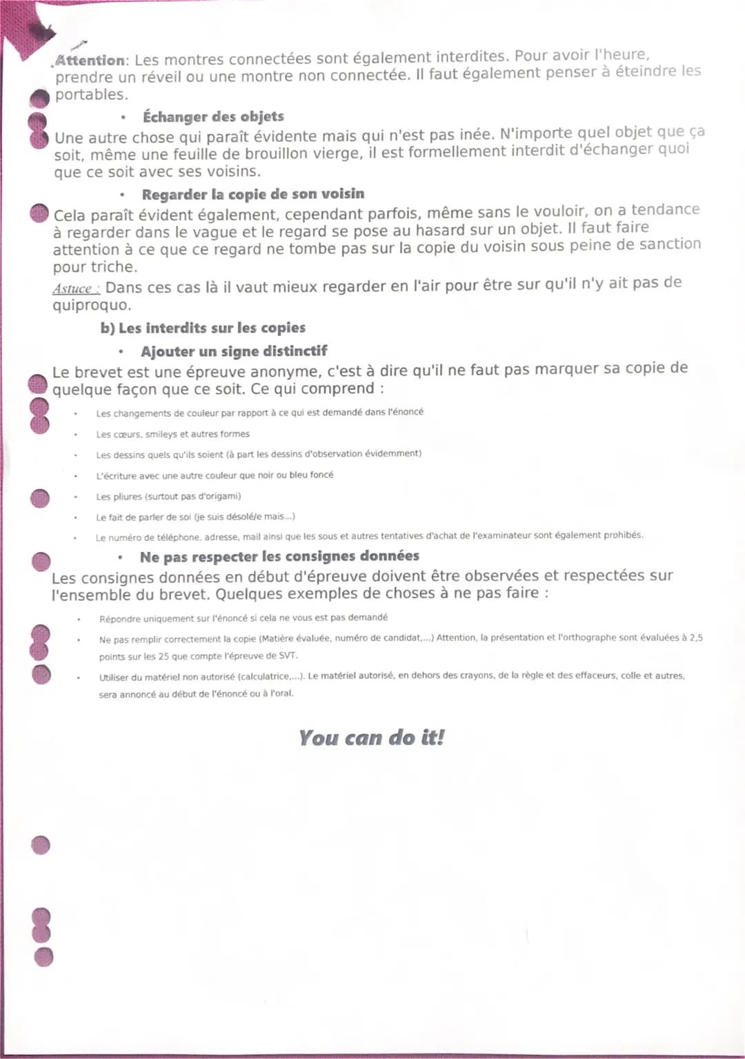 # Fiche méthodologique: Le DNB de SVT (2021)

1. Ce qu'il faut faire

a) L'étude de documents

*   Décrire les documents

Dans cette partie 