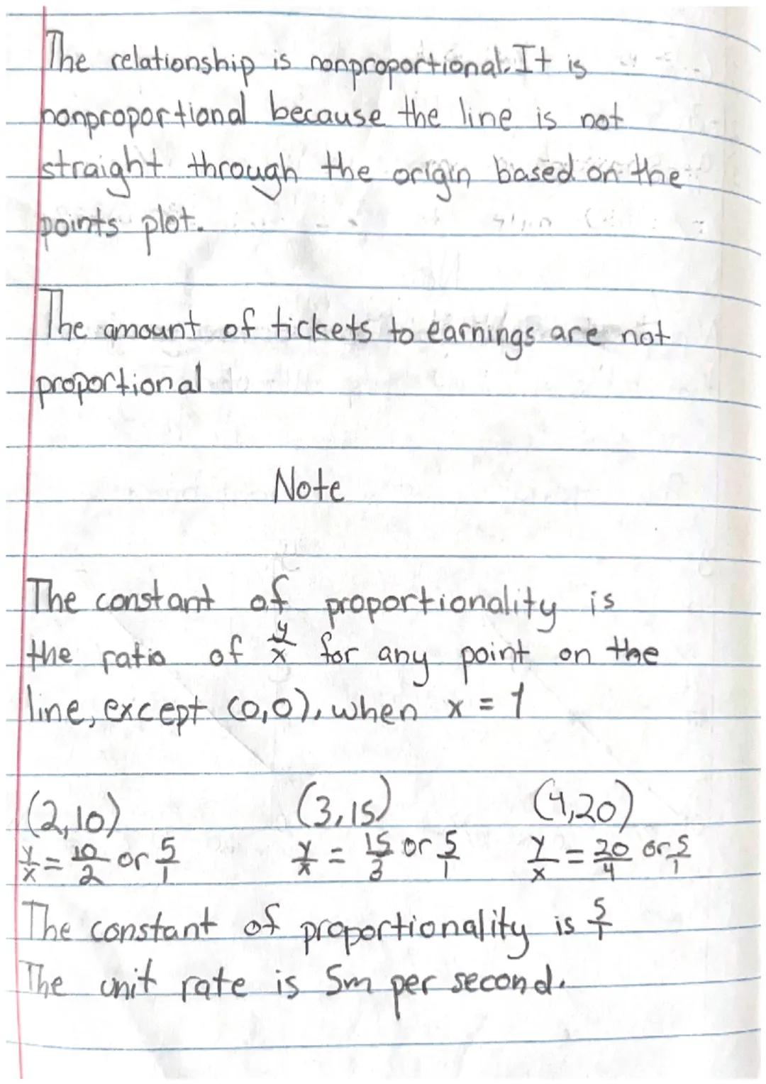 4
Note
A proportional relationship will have a graph
that is a straight line the origin con
A
Proportional
Nonproportional
89
20 40 60 80 10