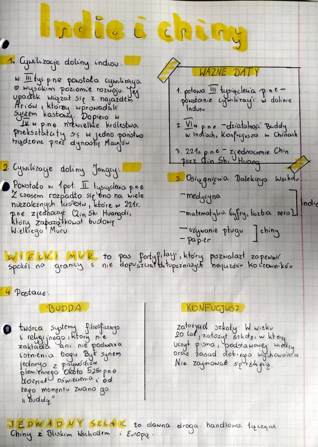 # Indie & chiny

1. Cywilizacje doliny indusu.
W
tys pre powstała cywilizacja
• wysokim poziomie rozwoju. Jej
ypadek wiązał się z najazdem
k