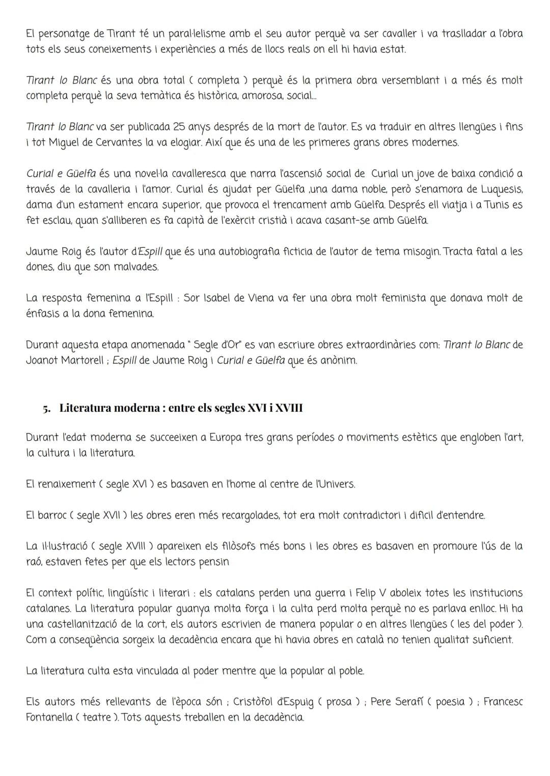 # EXAMEN PARCIAL: CATALÀ

1.  Quadre cronològic de la Literatura catalana

|                       |                               |        
