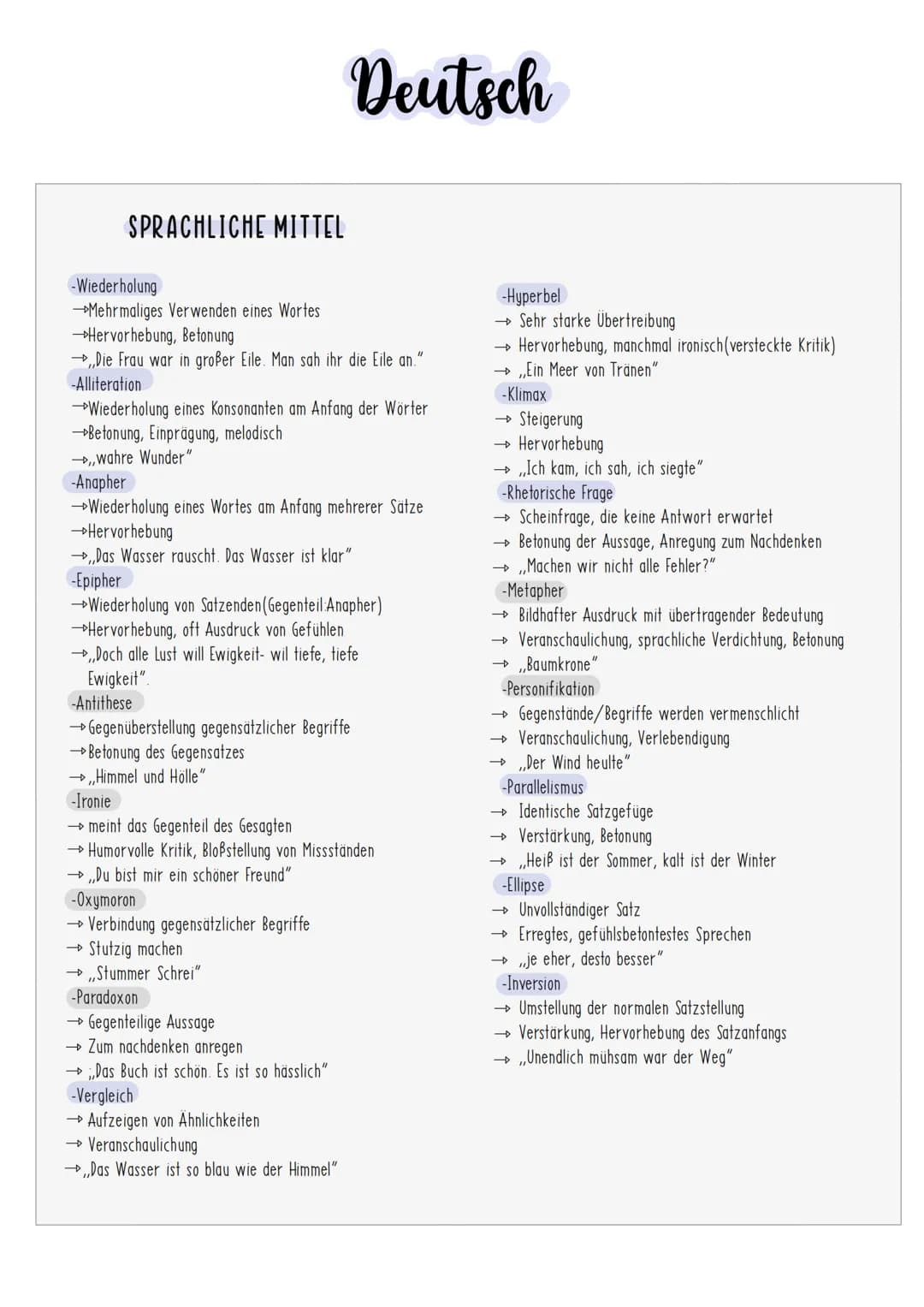 # Deutsch

SPRACHLICHE MITTEL

-Wiederholung

→→Mehrmaliges Verwenden eines Wortes

→→Hervorhebung, Betonung

Die Frau war in großer Eile. M