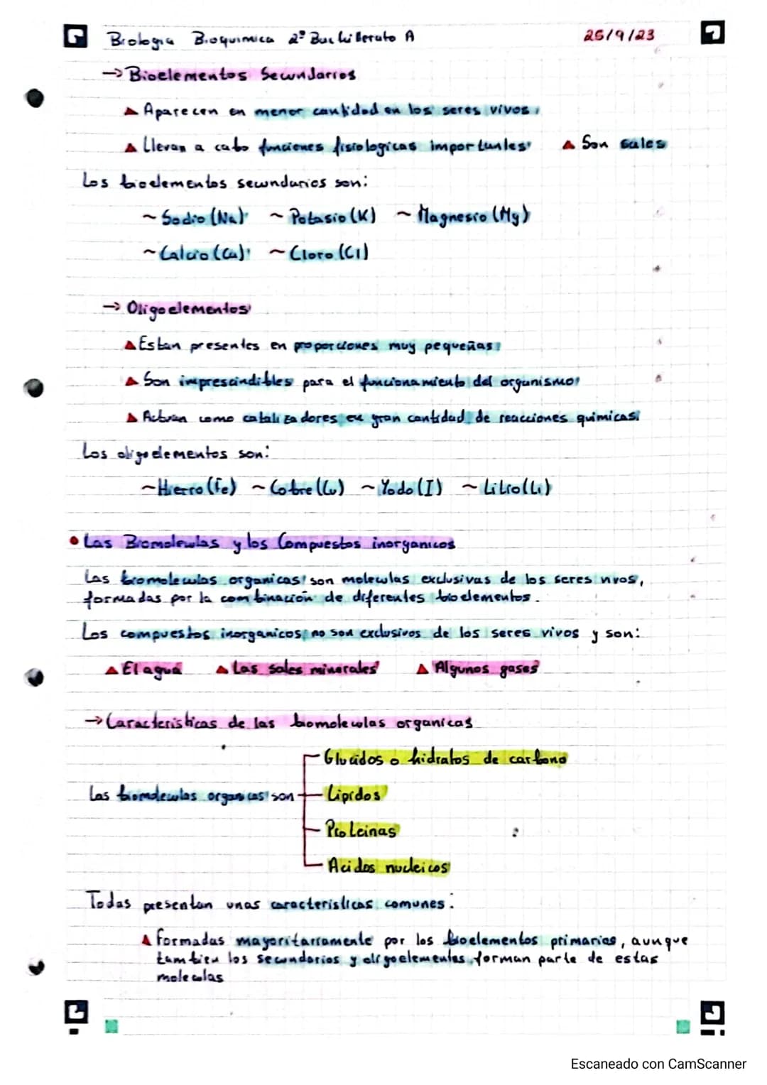 ☑ Biologia Bioquimica 2º Bachillerato A

bloque I: bio quimica

19/9/23

la base quimica de la vida (Tema 1)

• Los Bioelementos,

Los bioel