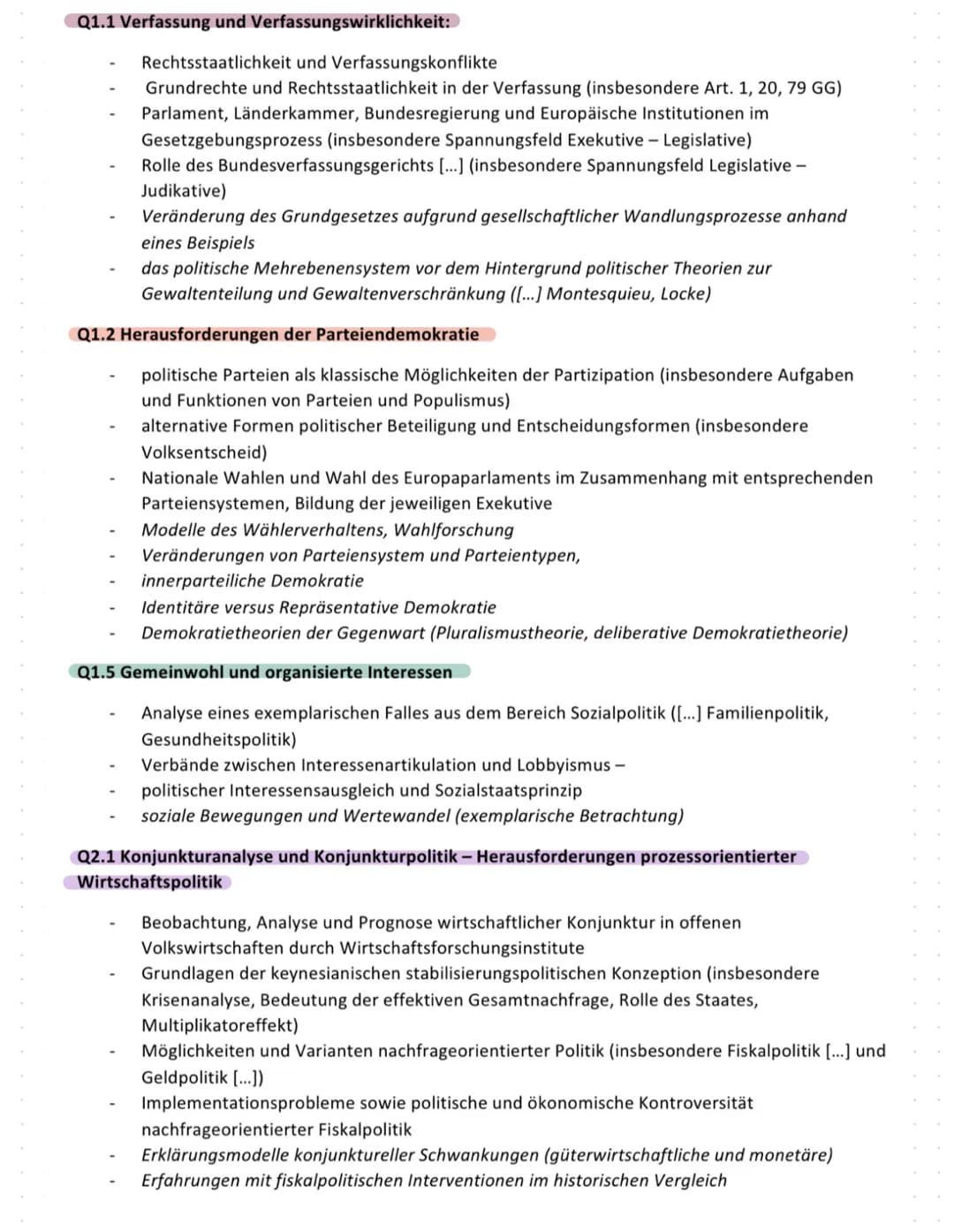 Politik und Wirtschaft, LK / # Q1.1 Verfassung und Verfassungswirklichkeit:

- Rechtsstaatlichkeit und Verfassungskonflikte
- Grundrechte un