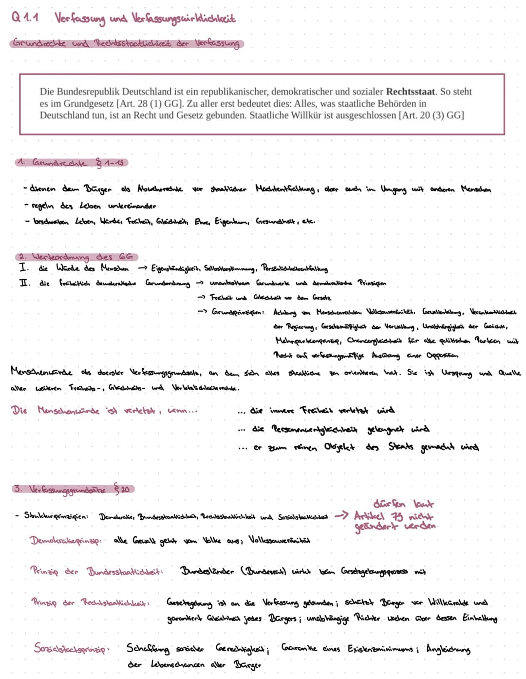Politik und Wirtschaft, LK / # Q1.1 Verfassung und Verfassungswirklichkeit:

- Rechtsstaatlichkeit und Verfassungskonflikte
- Grundrechte un